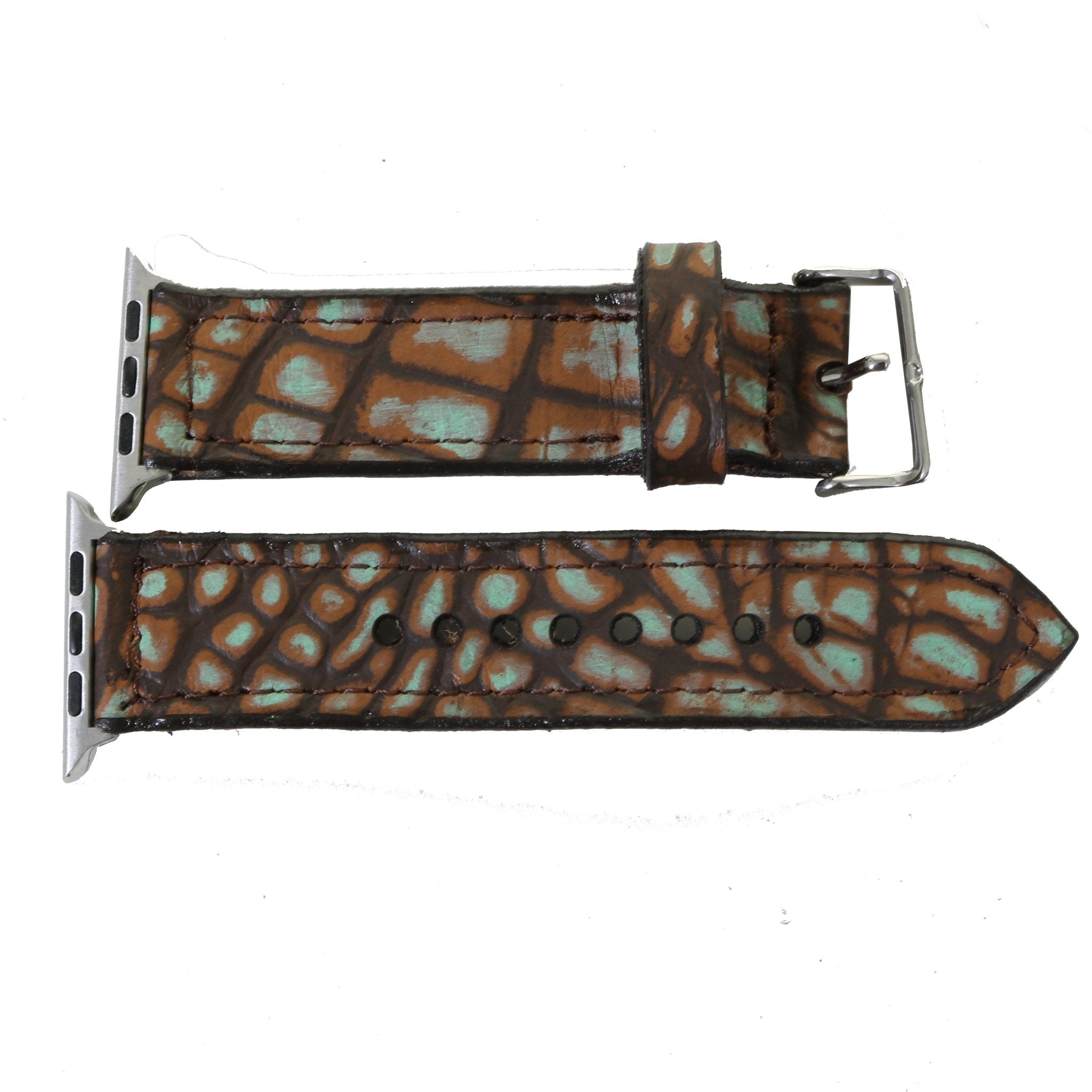 AWB10 - Rustic Patina Croc Print Apple Watch Band - Double J Saddlery