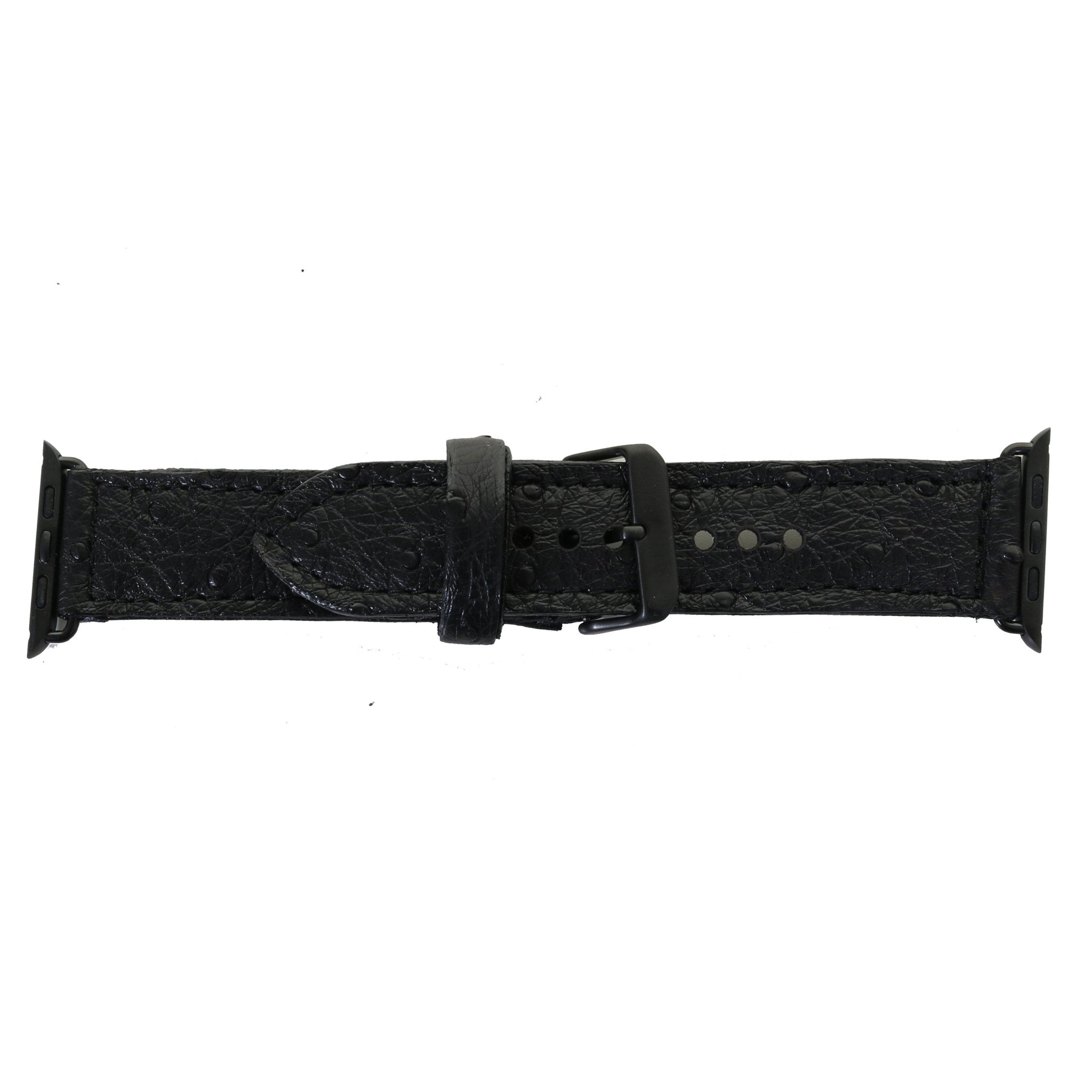 AWB21 - Genuine Black Ostrich Watch Band - Double J Saddlery