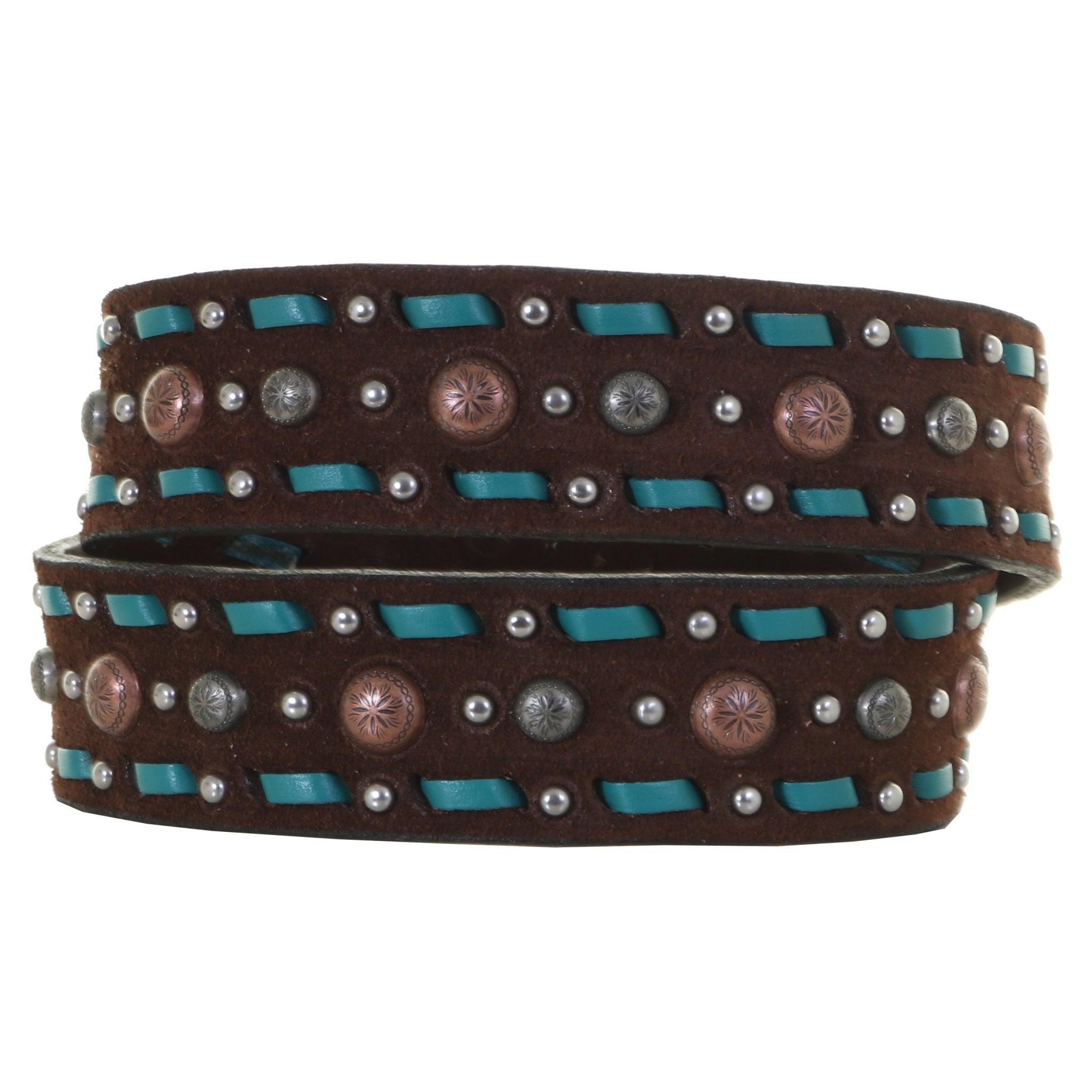 B1129 - Brown Rough Out Buck Stitched Leather Belt - Double J Saddlery