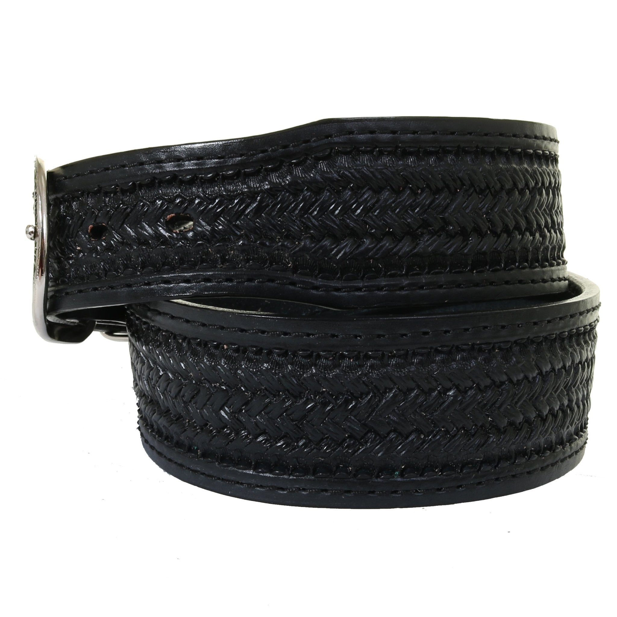 B1170 - Black Wicker Tooled Belt - Double J Saddlery