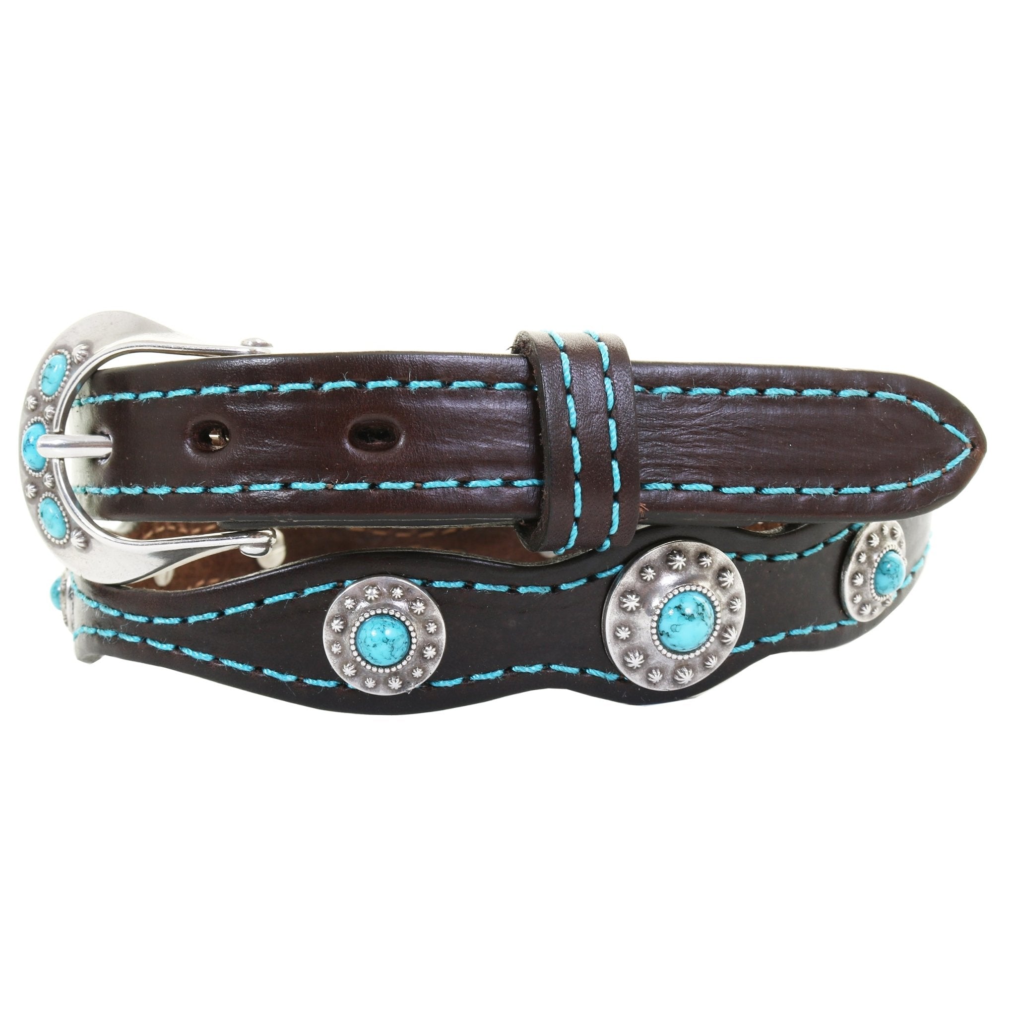 B1175 - Brown Leather Scalloped Belt - Double J Saddlery