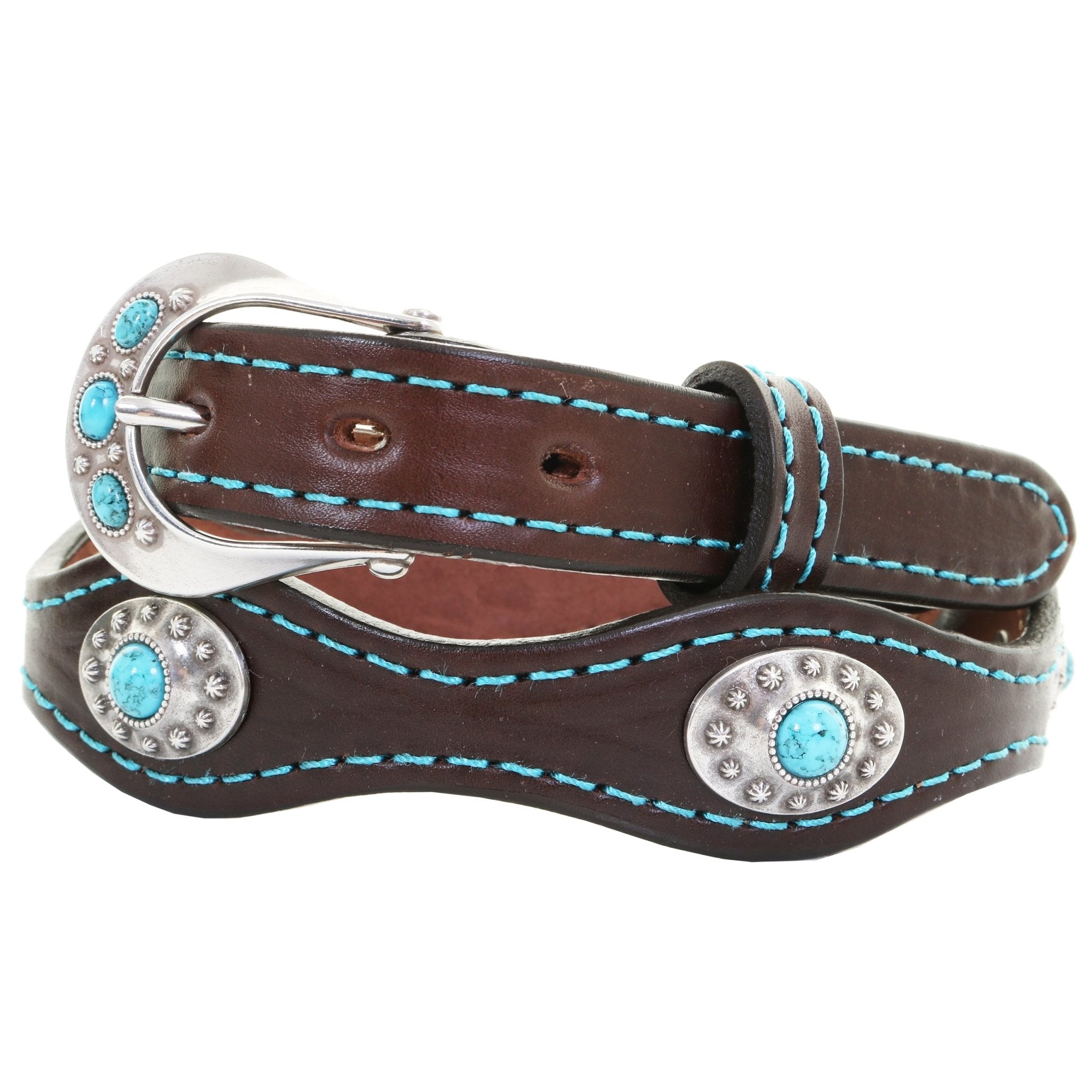 B1177 - Brown Leather Scalloped Belt - Double J Saddlery