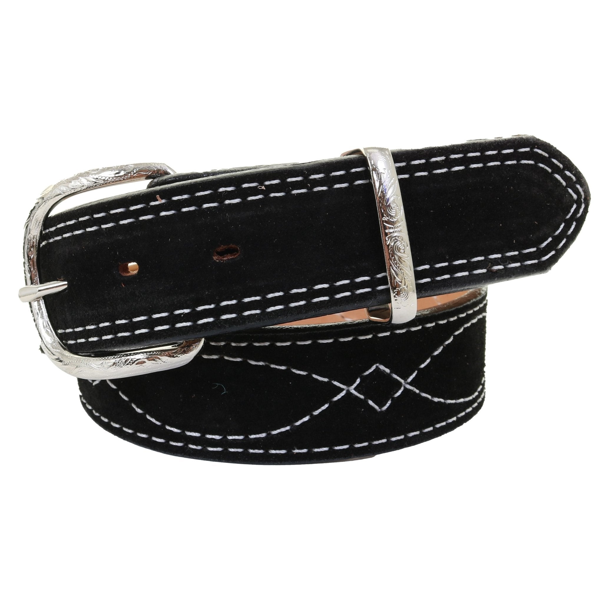 B1194 - Black Suede Belt - Double J Saddlery