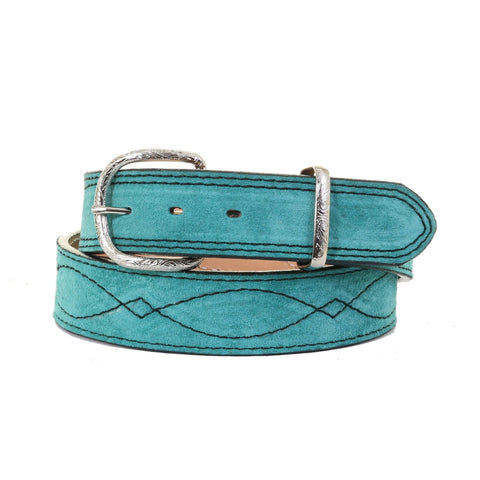 B1198A - Turquoise Suede Belt - Double J Saddlery