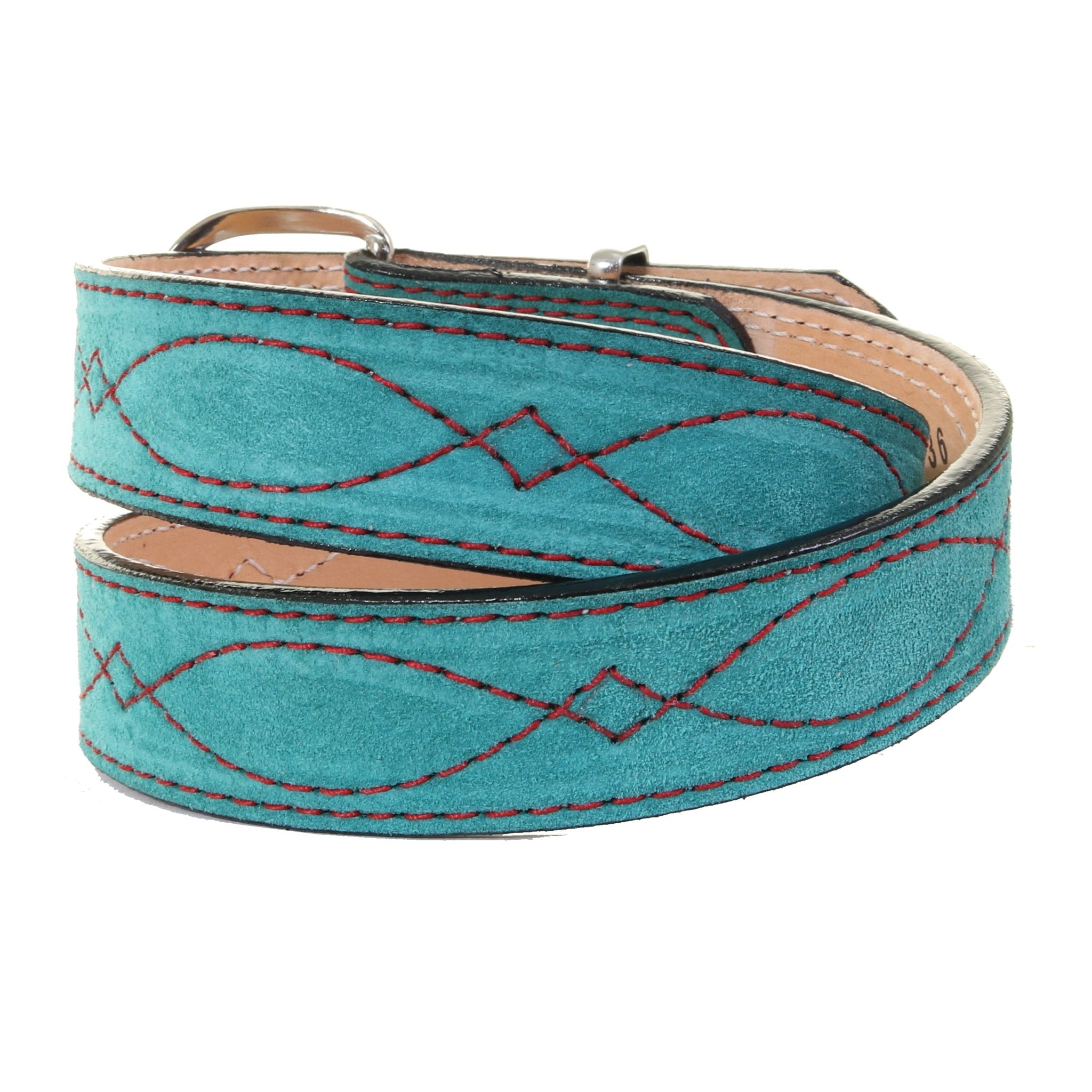 B1198B - Turquoise Suede Belt - Double J Saddlery