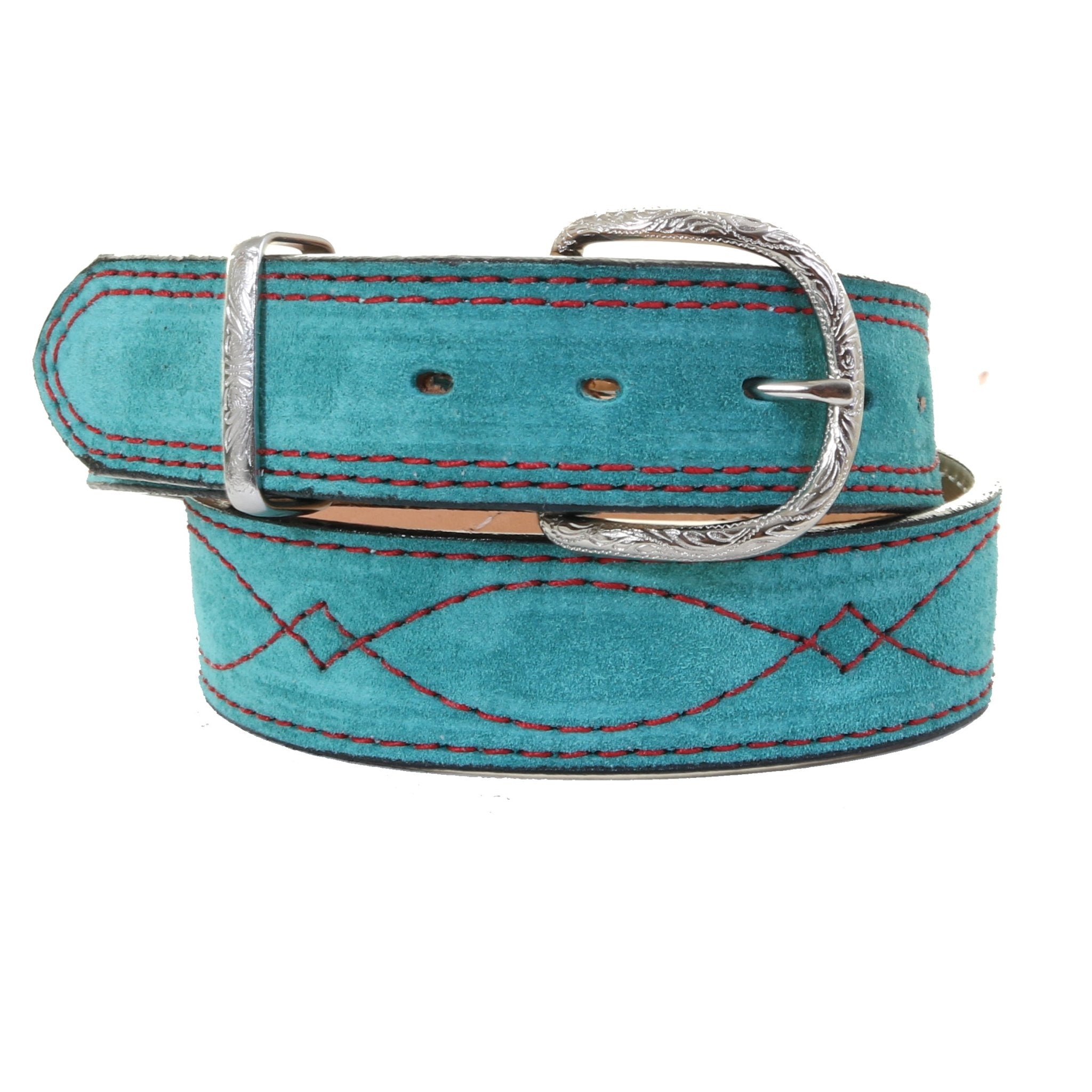 B1198B - Turquoise Suede Belt - Double J Saddlery