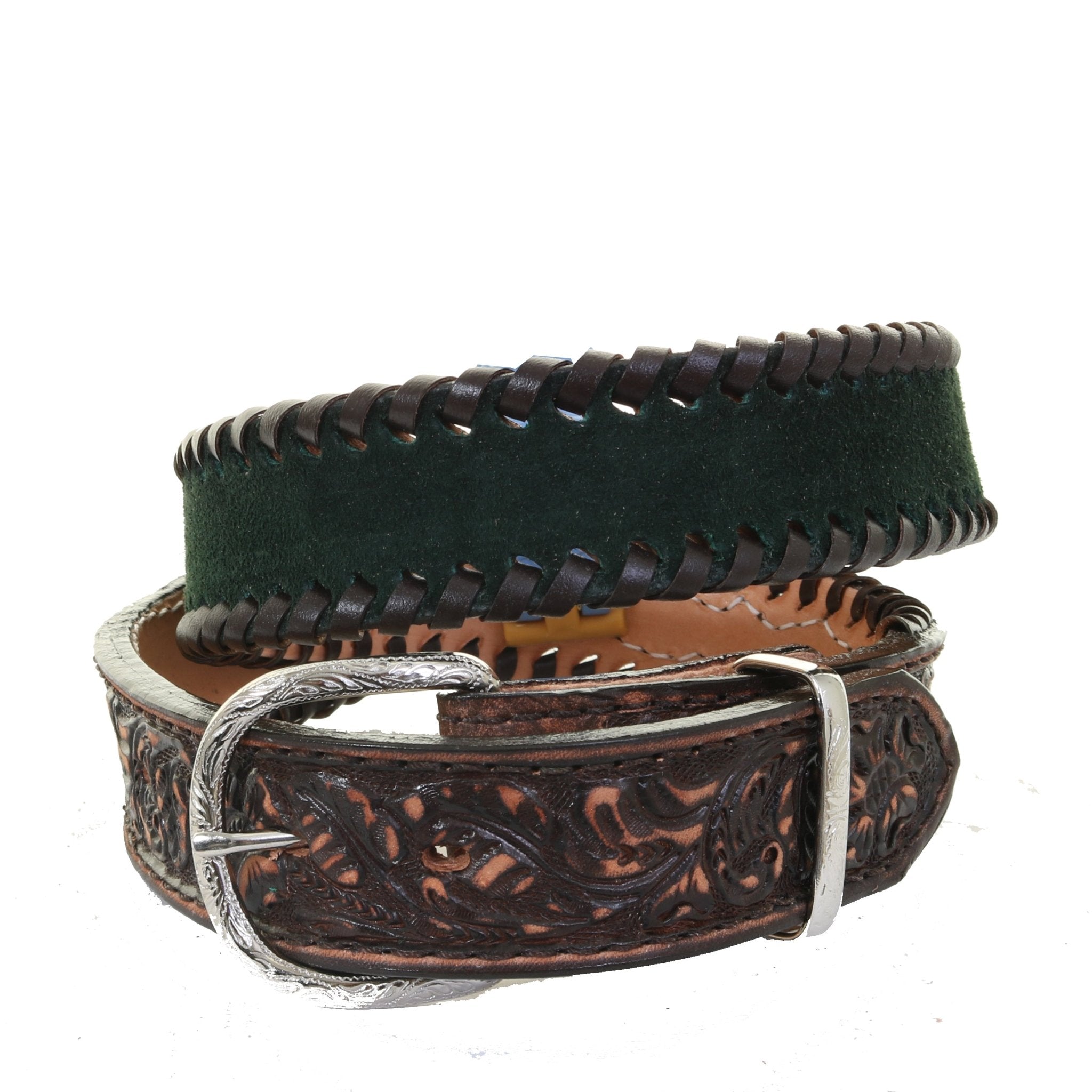 B1208 - Green Suede Belt - Double J Saddlery