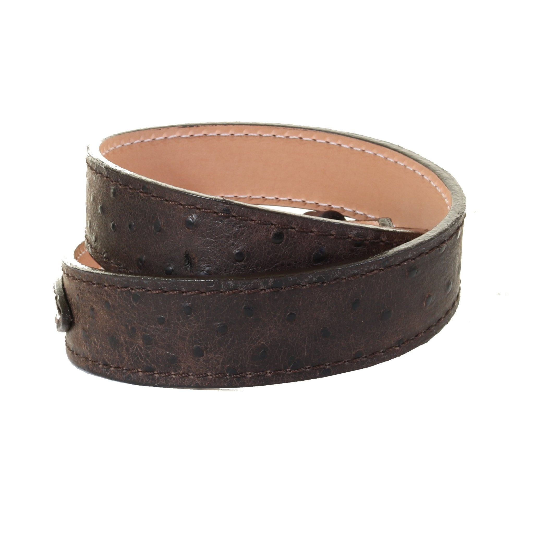 B1213 - Chocolate Vintage Ostrich Ranger Belt - Double J Saddlery