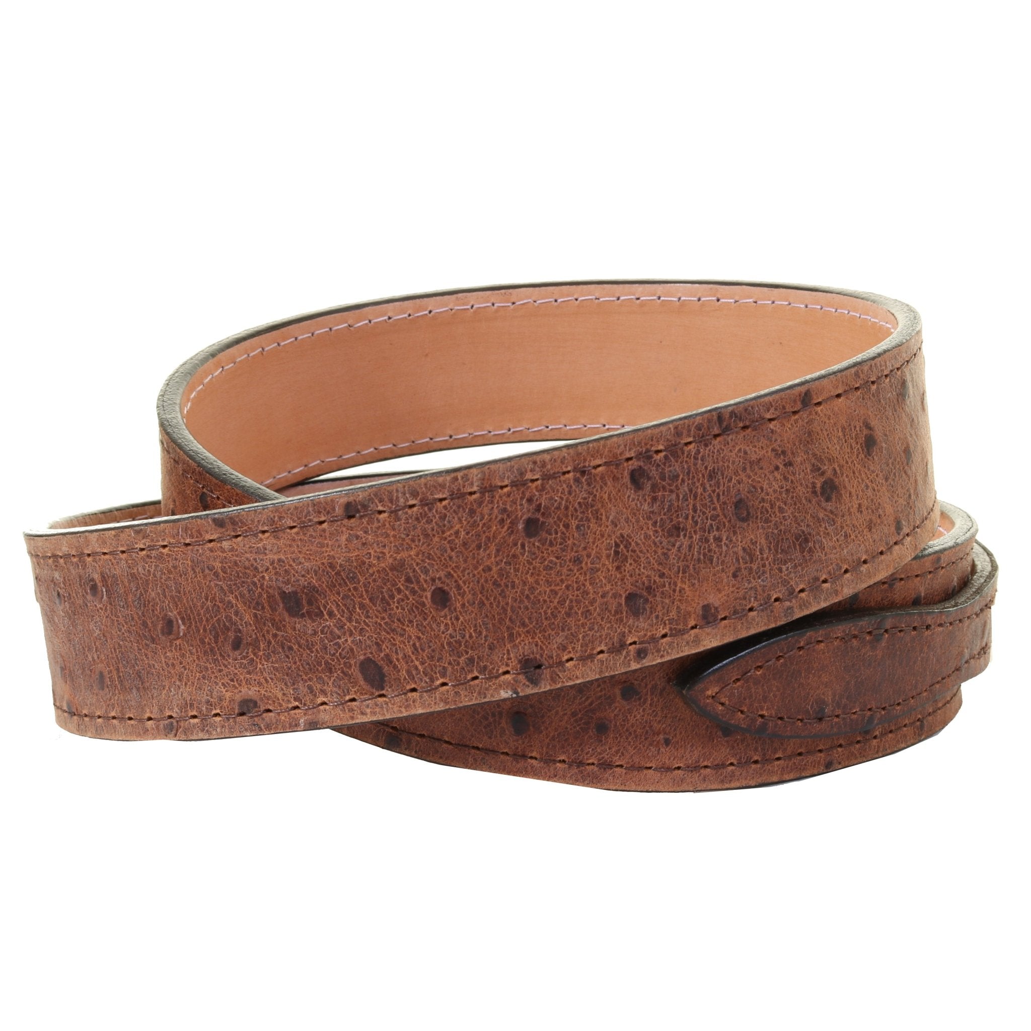 B1213A - Cognac Ostrich Ranger Belt - Double J Saddlery