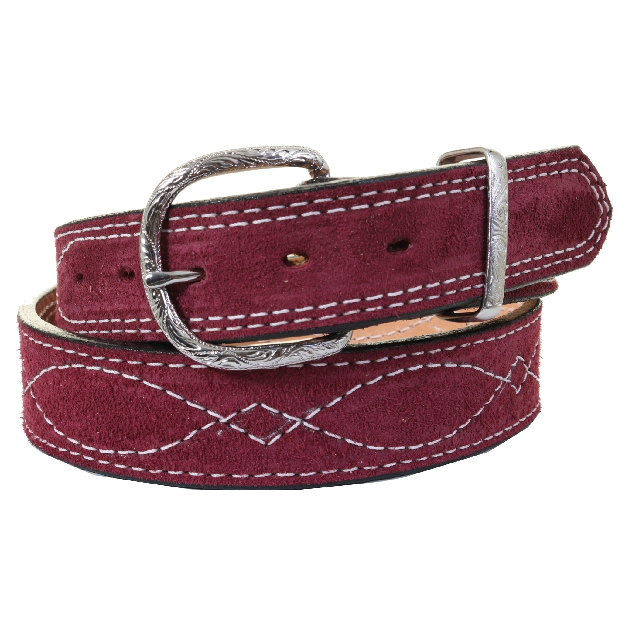 B1216B - Burgundy Suede Belt - Double J Saddlery