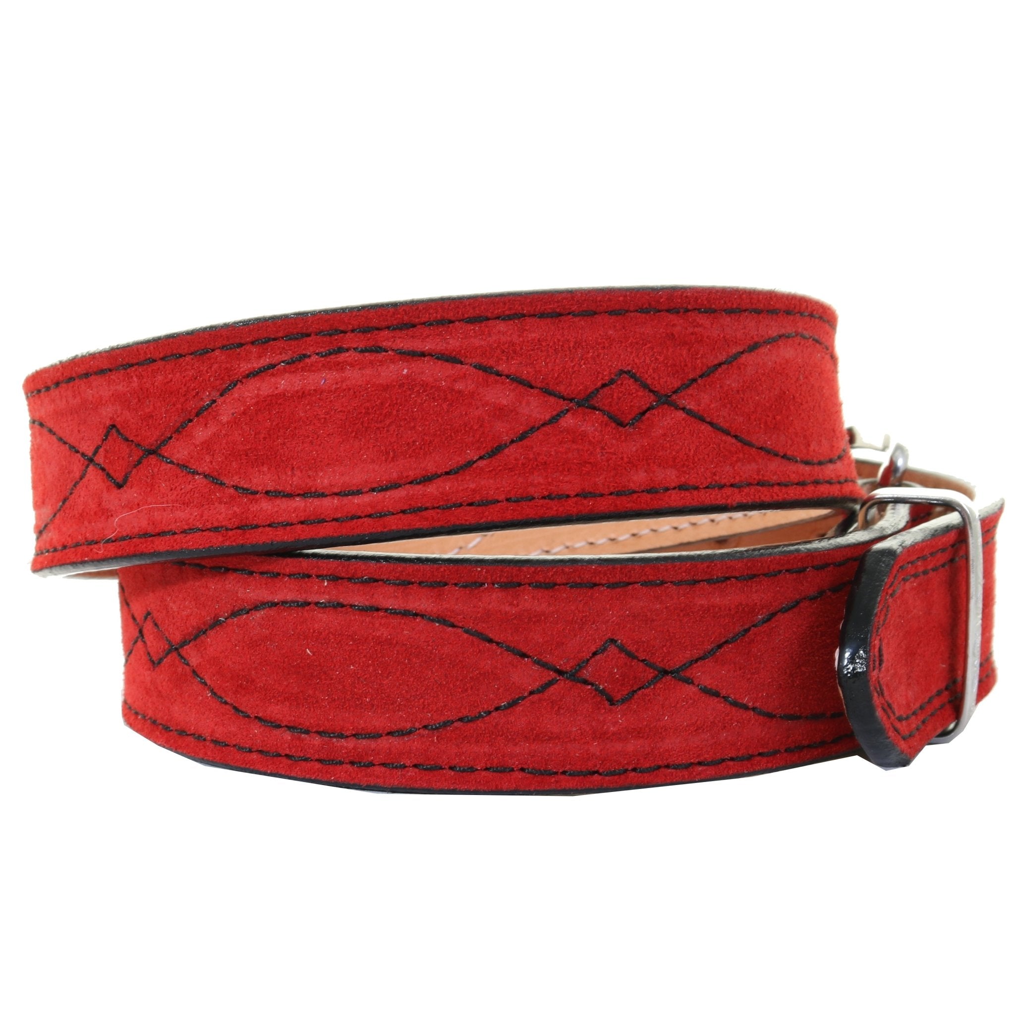 B1217 - Red Suede Belt - Double J Saddlery