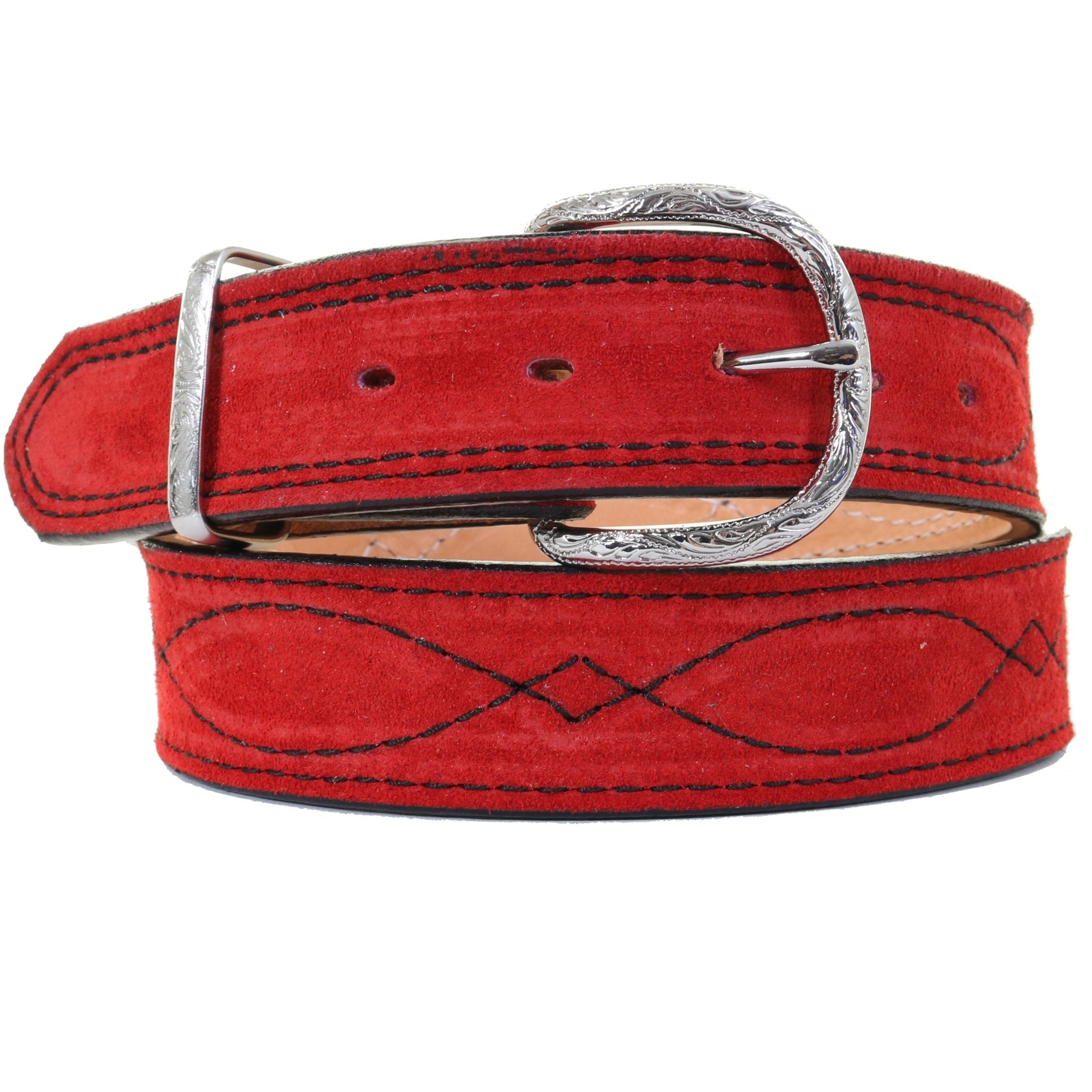 B1217 - Red Suede Belt - Double J Saddlery