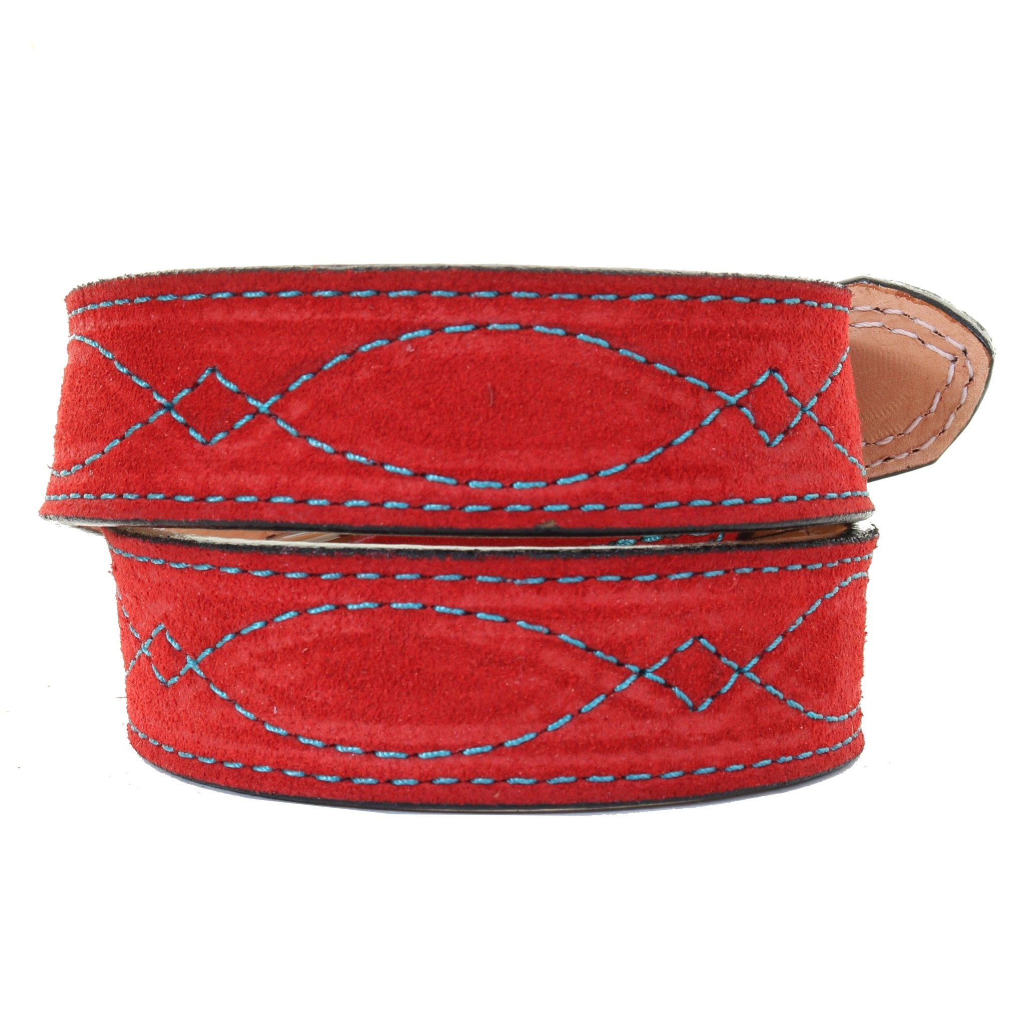 B1217A - Red Suede Belt - Double J Saddlery
