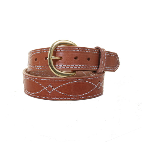 B866 - Harness Leather Wave Stitching Belt - Double J Saddlery