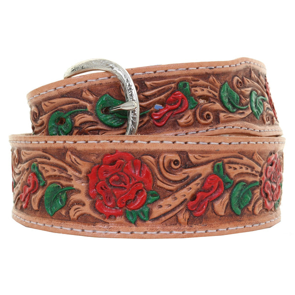 B875A - Rose Tooled and Painted Belt