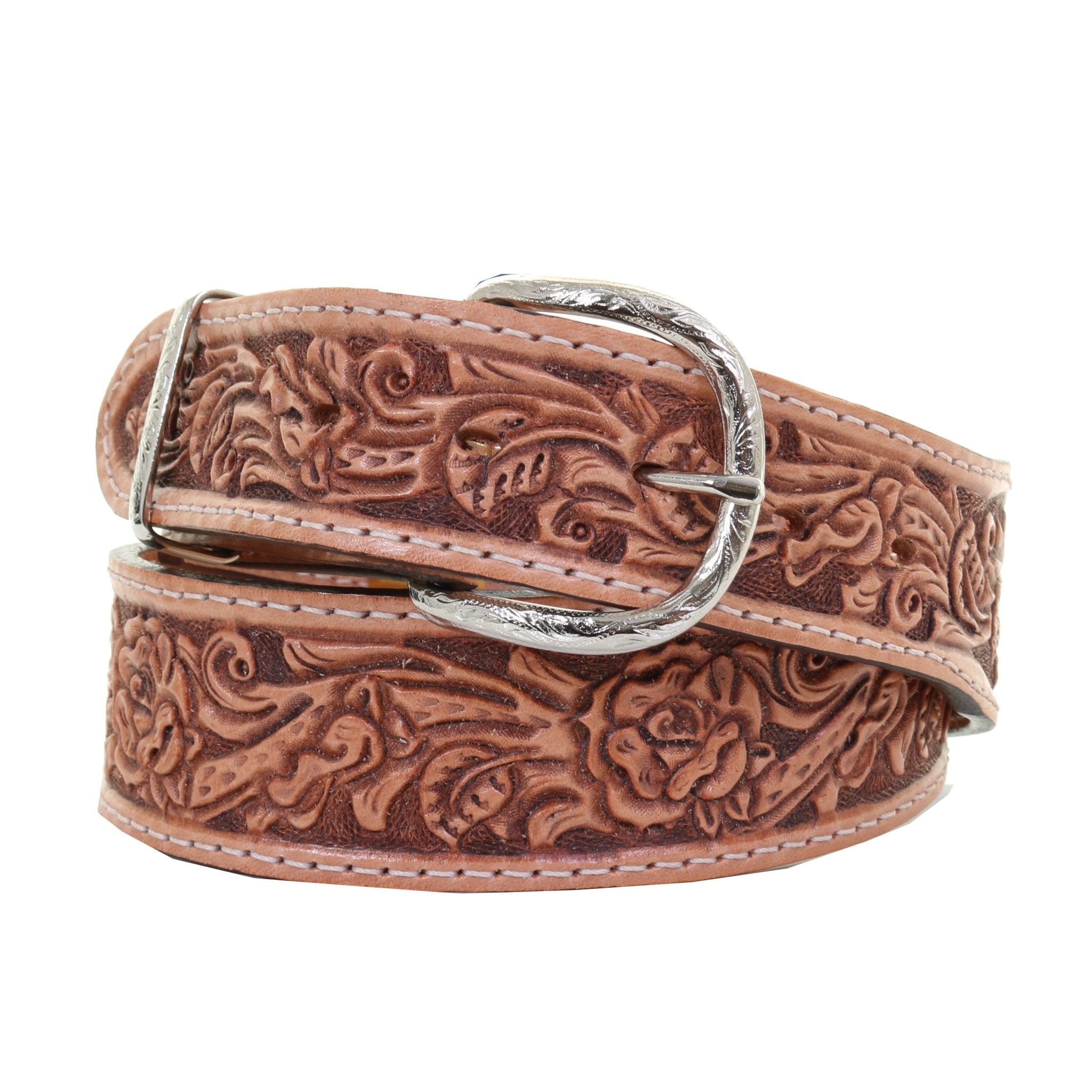 B875B - Rose Tooled Belt - Double J Saddlery