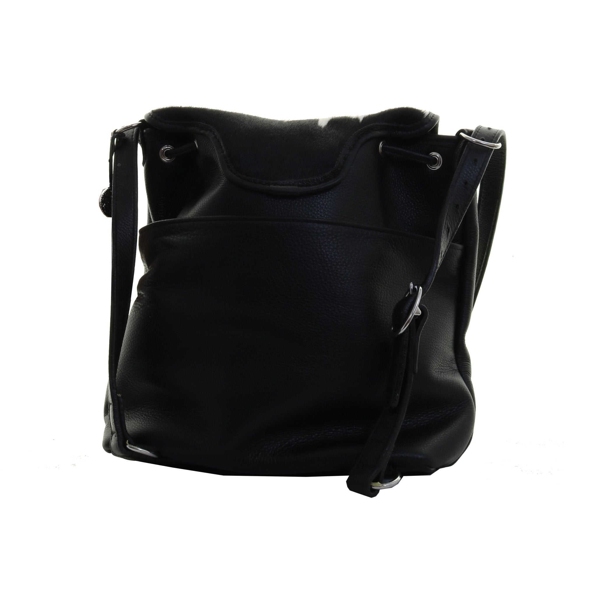 BBP11 - Black & White Cow Hair Big Backpack - Double J Saddlery