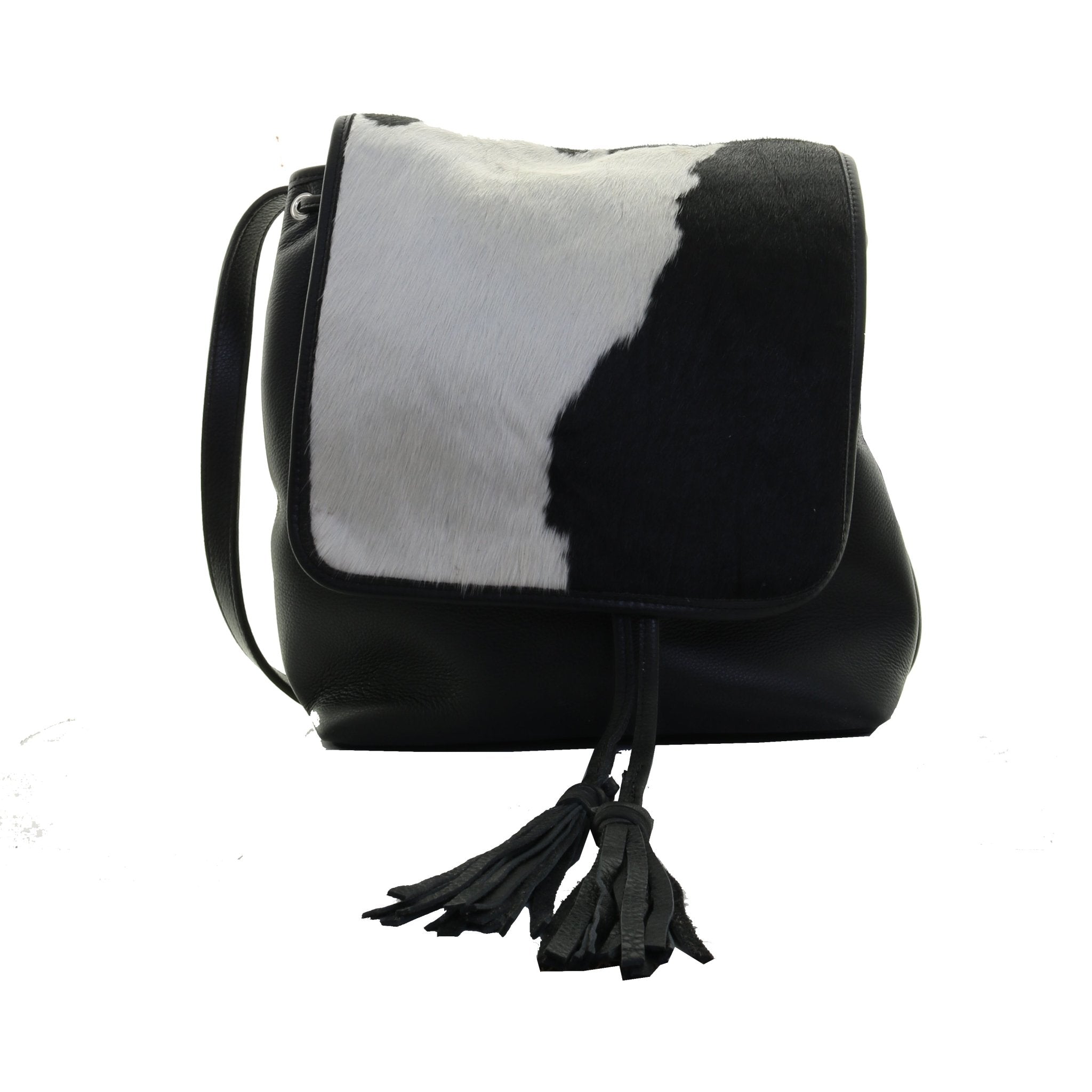 BBP11 - Black & White Cow Hair Big Backpack - Double J Saddlery