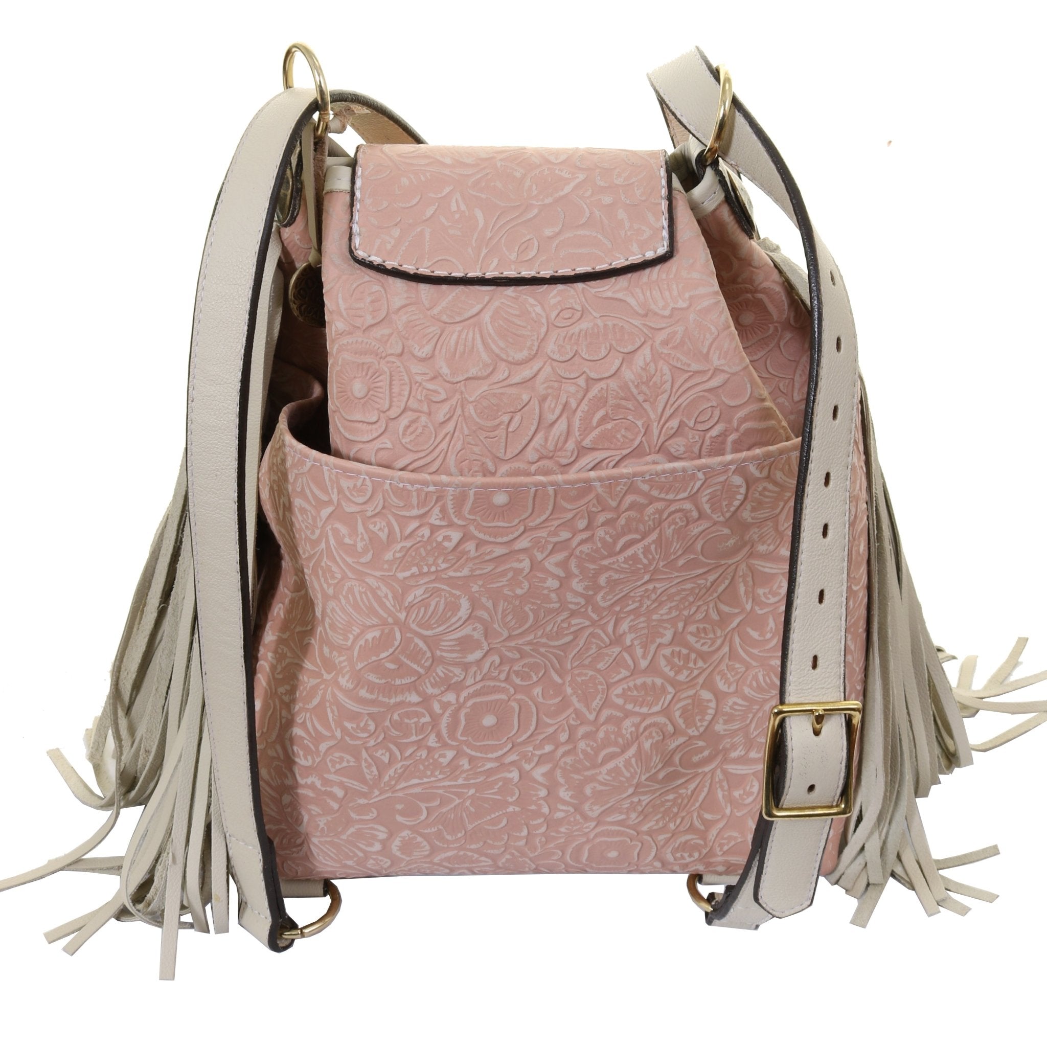 BBP12 - Peach Floral Big Backpack - Double J Saddlery