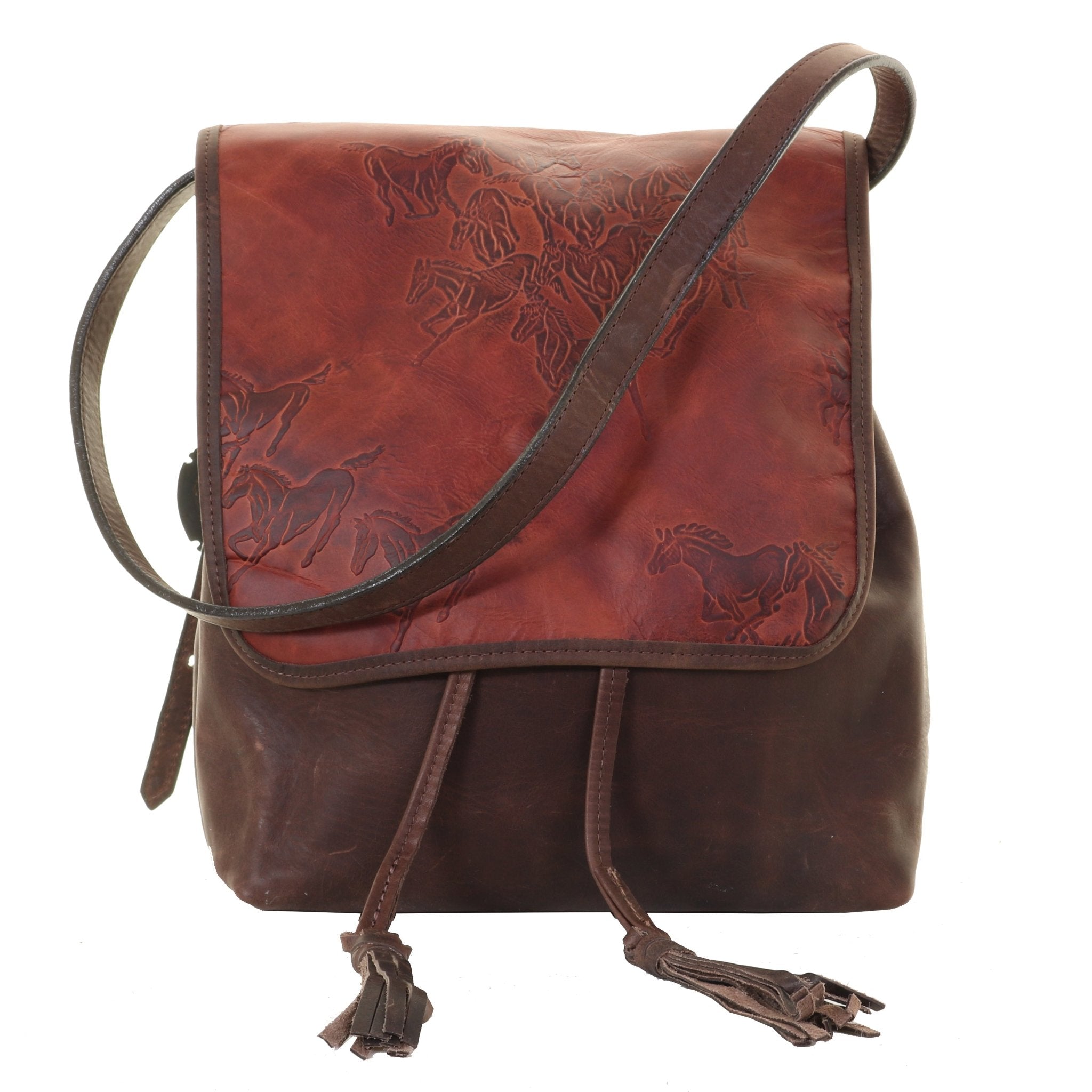 BBP13 - Cognac Wild Horses Big Backpack - Double J Saddlery