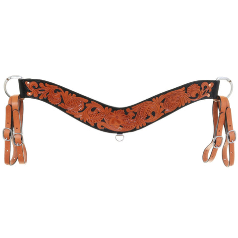 BC00 - Floral Tooled Breast Collar - Double J Saddlery