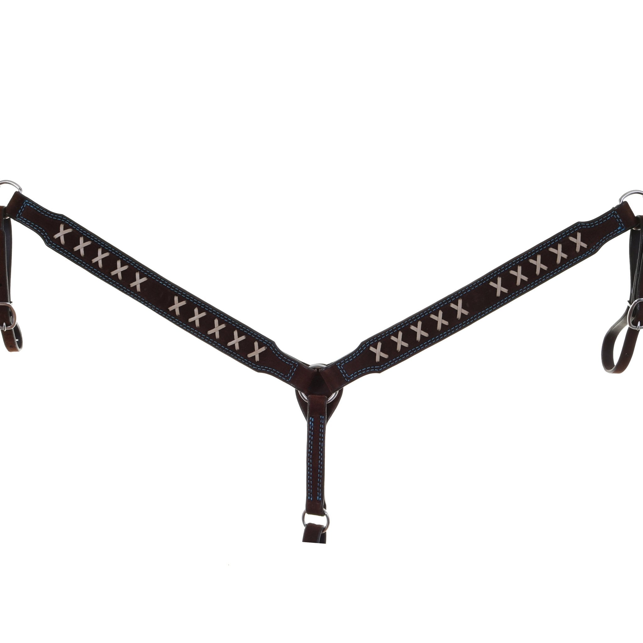 BC1048C - Brown X Design Breast Collar w/ Concho - Double J Saddlery