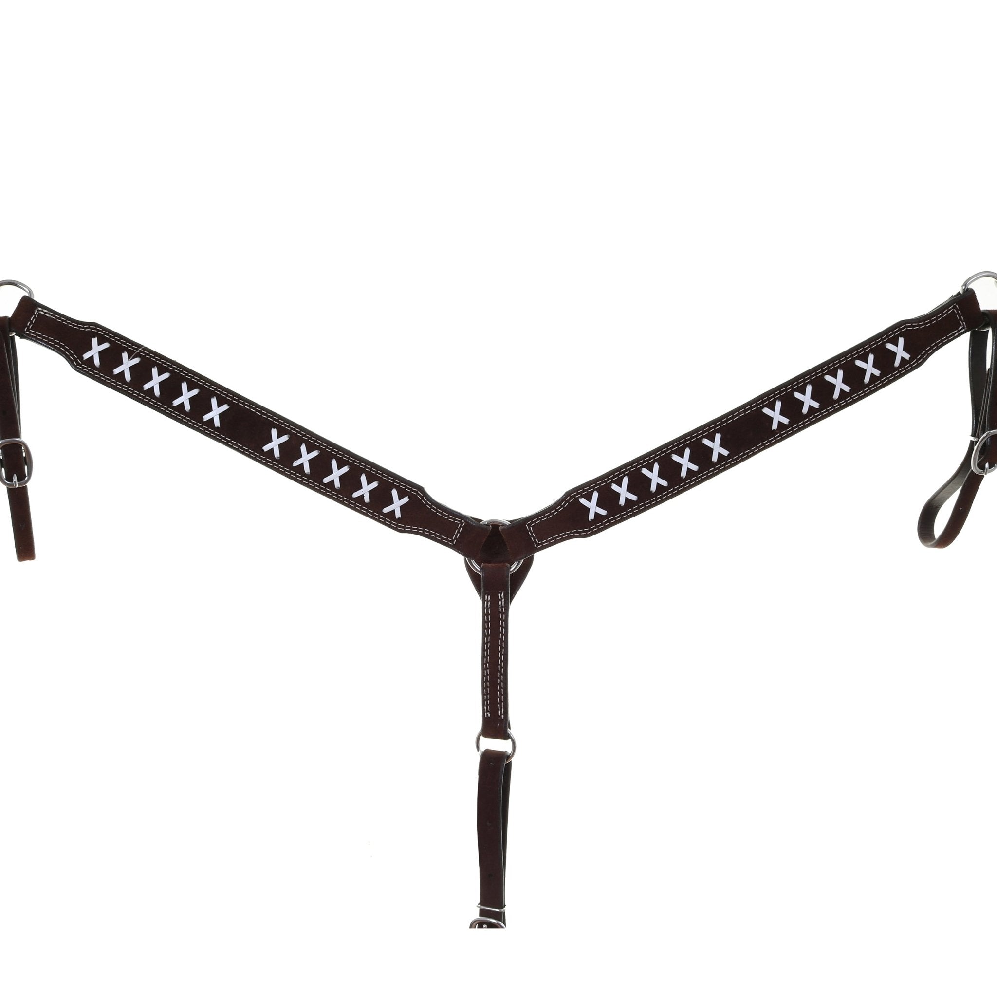 BC1049C - Brown X Design Breast Collar w/ Concho - Double J Saddlery