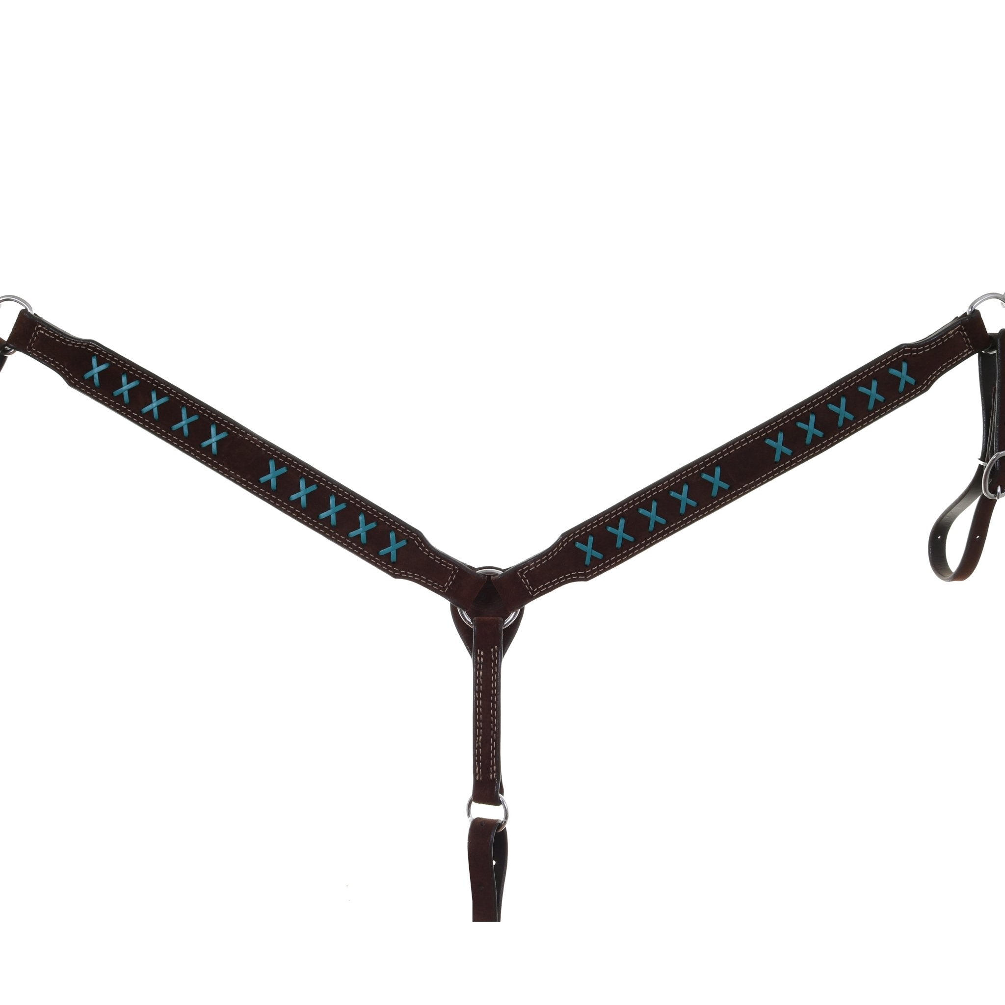 BC1050C - Brown X Design Breast Collar w/ Concho - Double J Saddlery