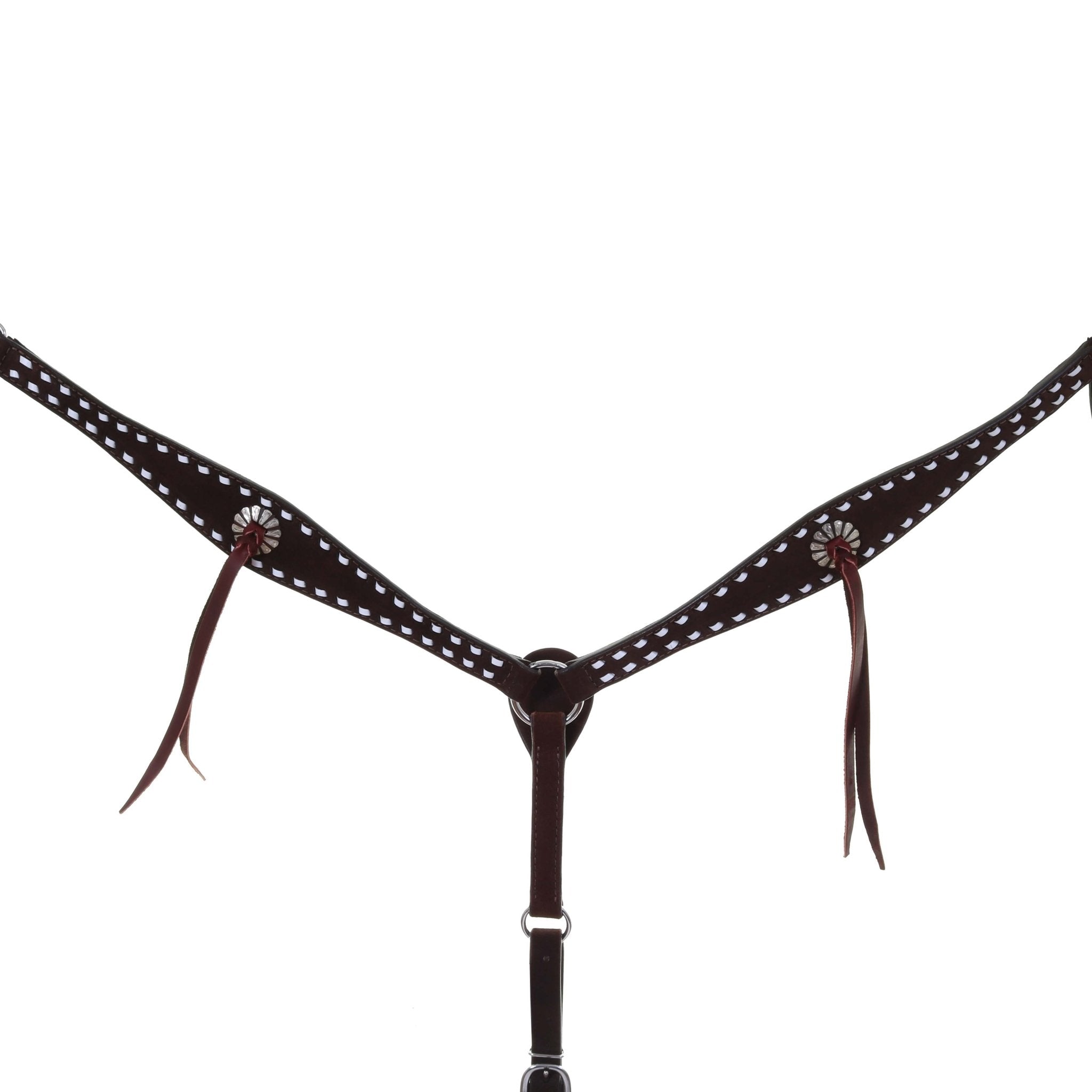 BC1067C - Brown Rough Out Buck Stitched Breast Collar - Double J Saddlery
