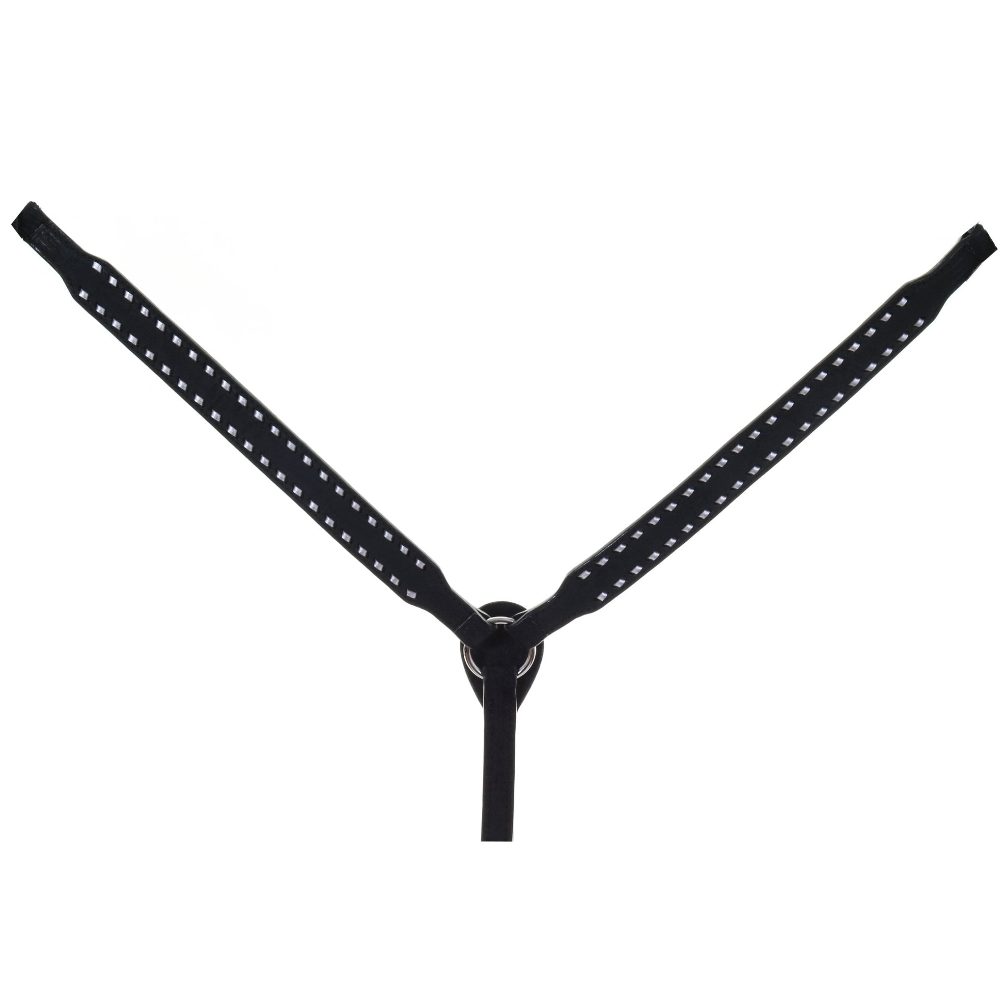 BC1069A - Black Rough Out Buck Stitched Breast Collar - Double J Saddlery