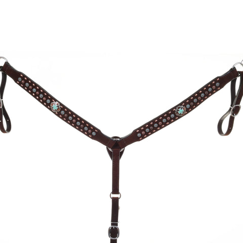 BC1101 - Brown Rough Out Buck Stitched Breast Collar - Double J Saddlery