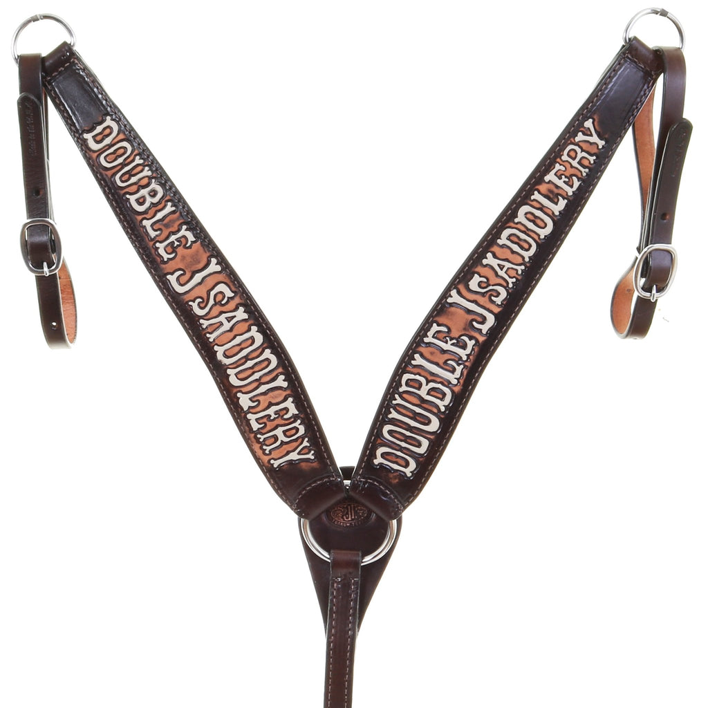 BC1118 - Brown Vintage Tooled Breast Collar - Double J Saddlery