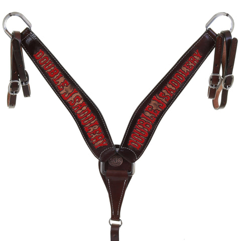 BC1118R - Brown Vintage Tooled Breast Collar - Double J Saddlery