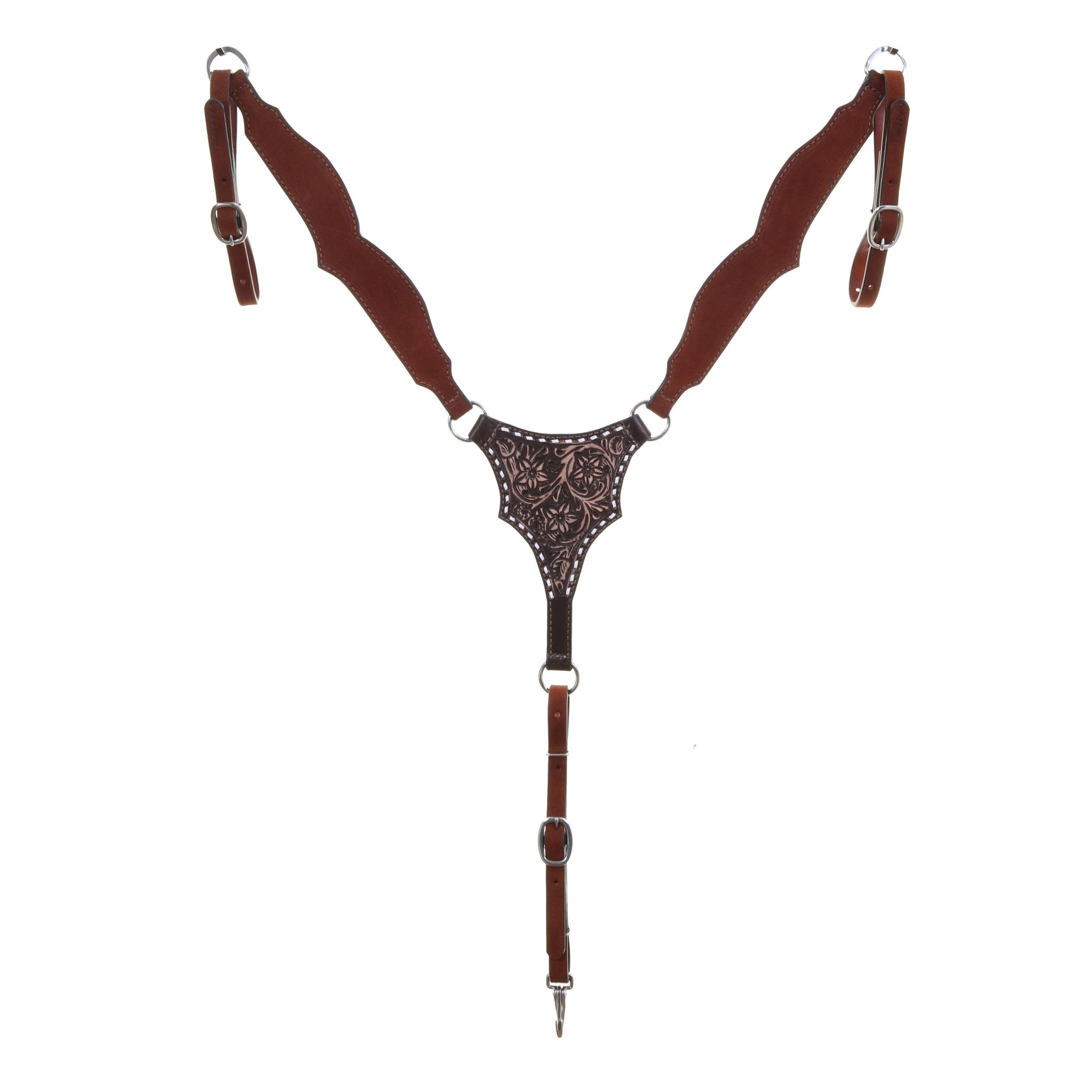 BC1142 - Pozzi Floral Tooling Breast Collar - Double J Saddlery