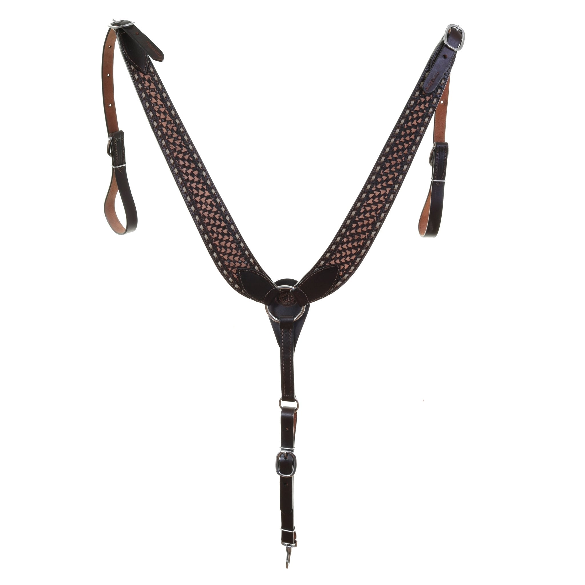 BC1144- Brown Vintage Lazor Cut Pulling Collar - Double J Saddlery