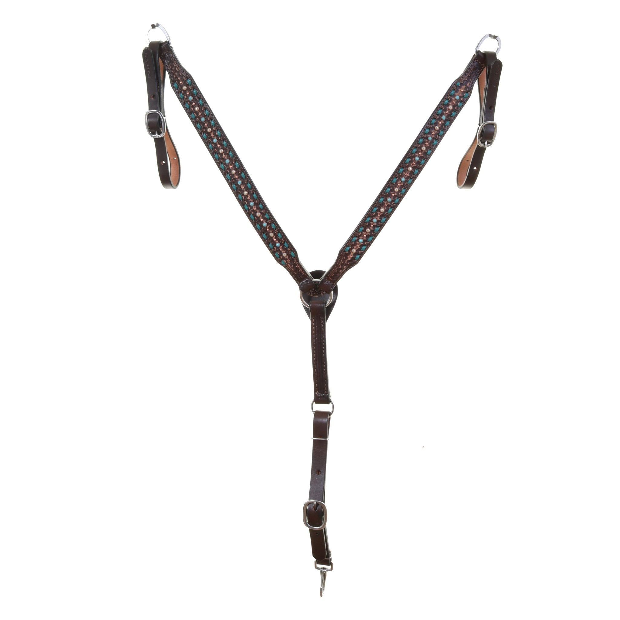 BC1158 - Brown Vintage Ric Rac Breast Collar - Double J Saddlery