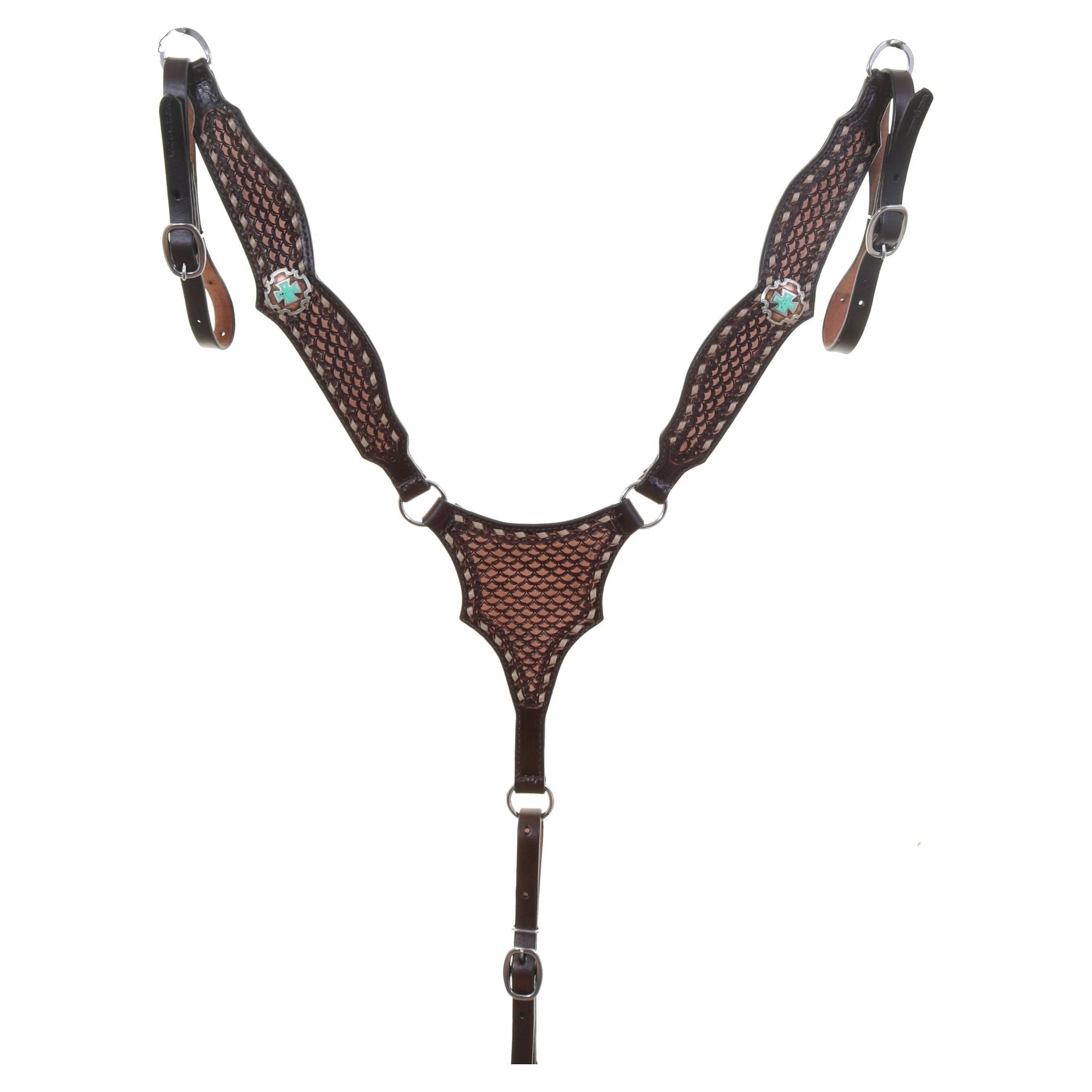 BC1162 - Brown Vintage Tooled Breast Collar - Double J Saddlery