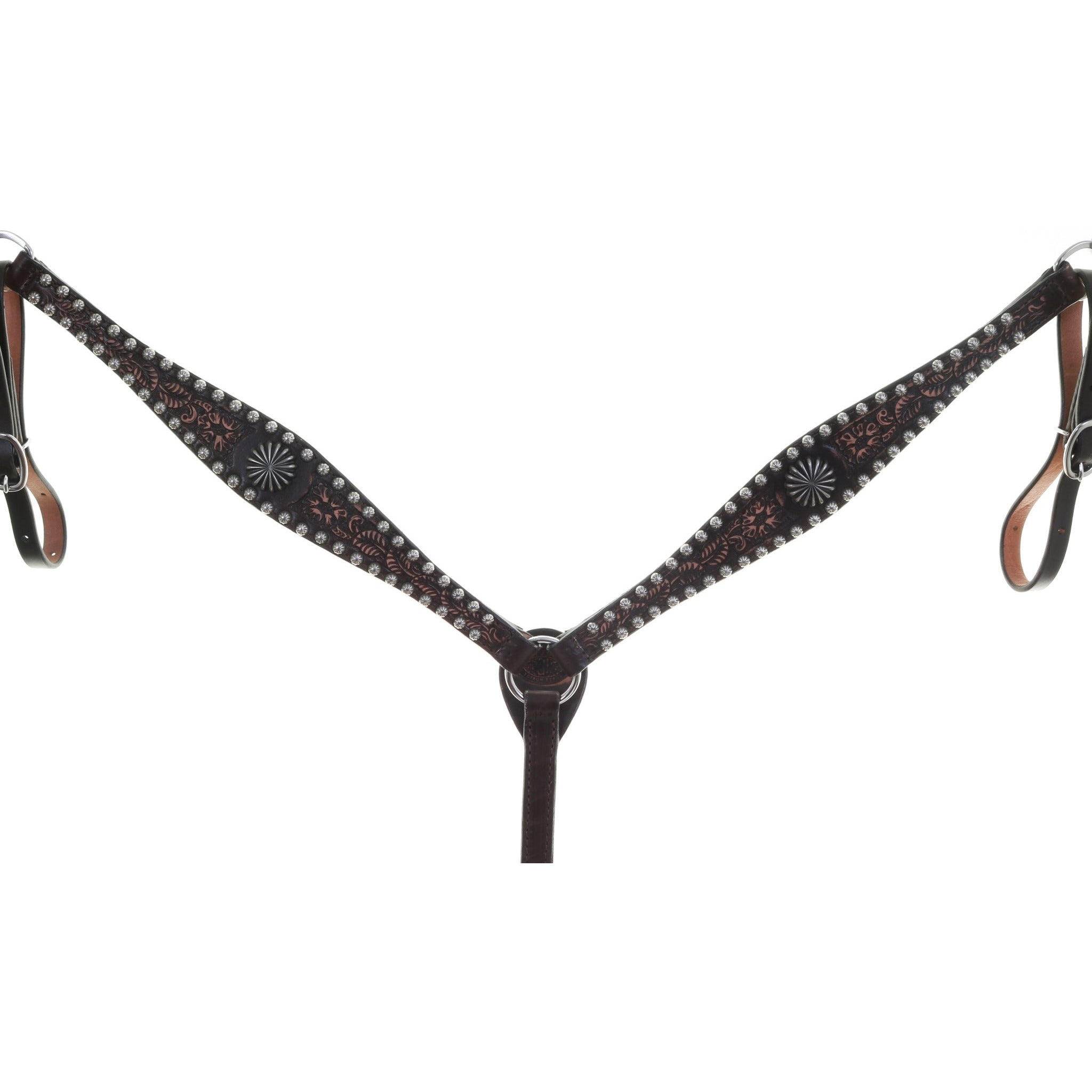 BC466 - Brown Vintage Tooled Breast Collar - Double J Saddlery