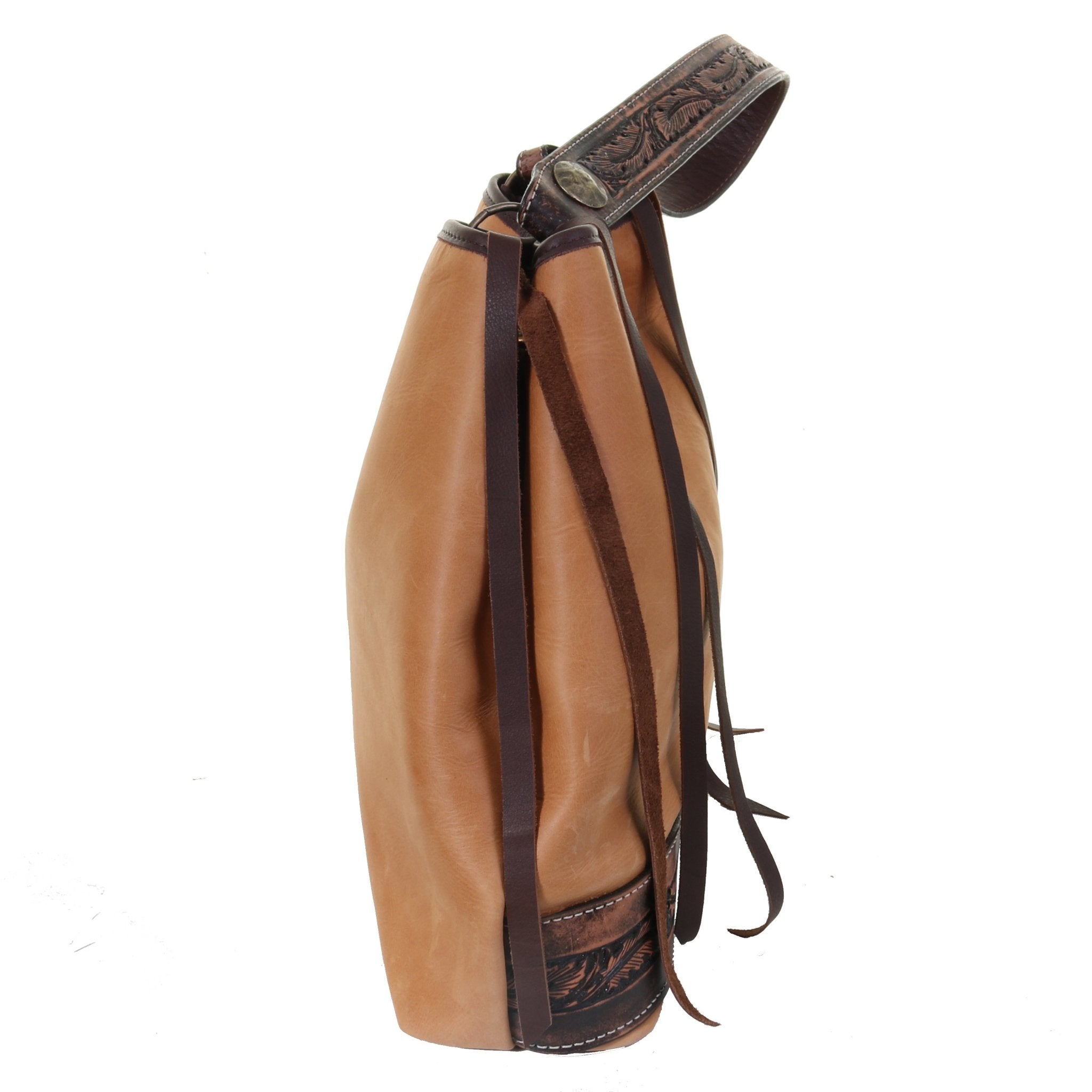 BT144 - Buckskin Feather Tooled Big Tote - Double J Saddlery
