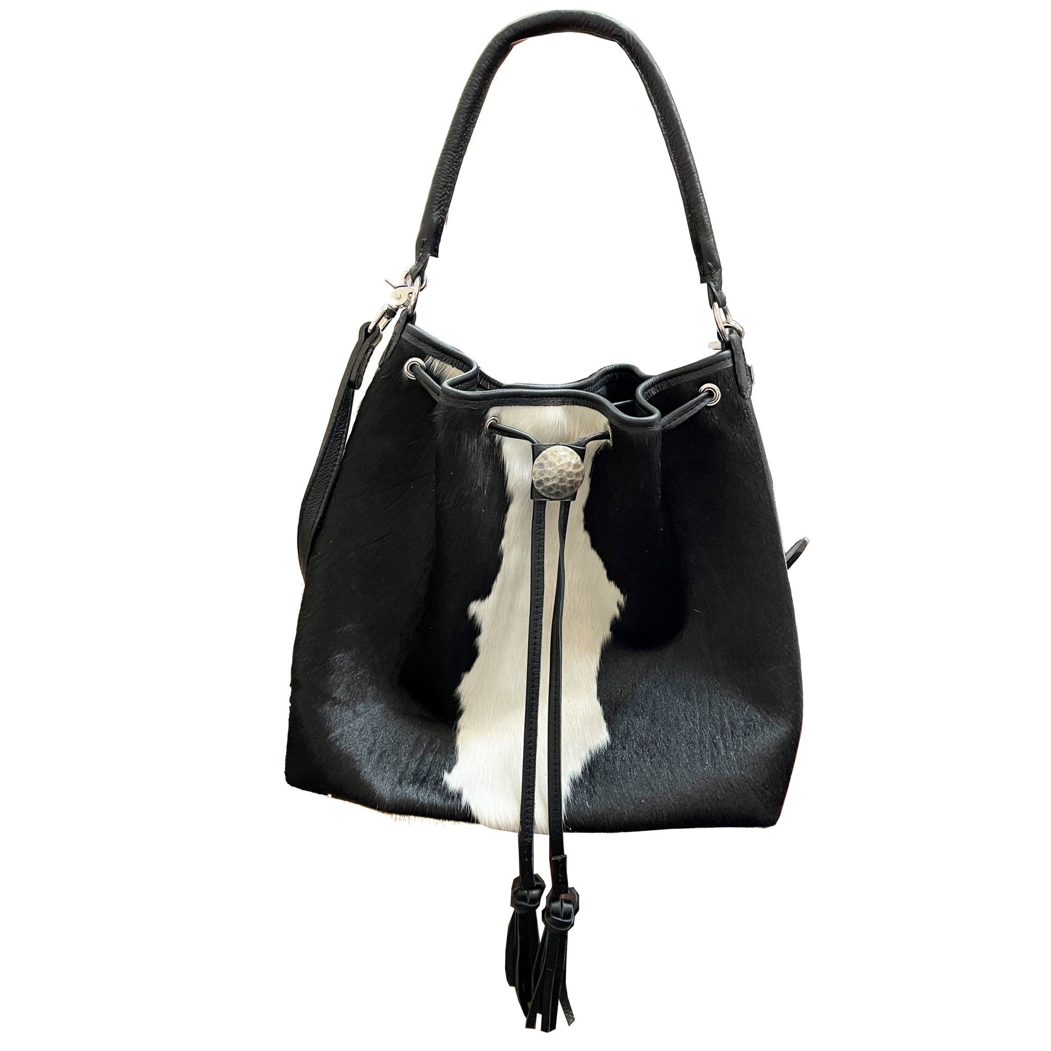 BT160 - Black & White Cowhide Big Tote - Double J Saddlery
