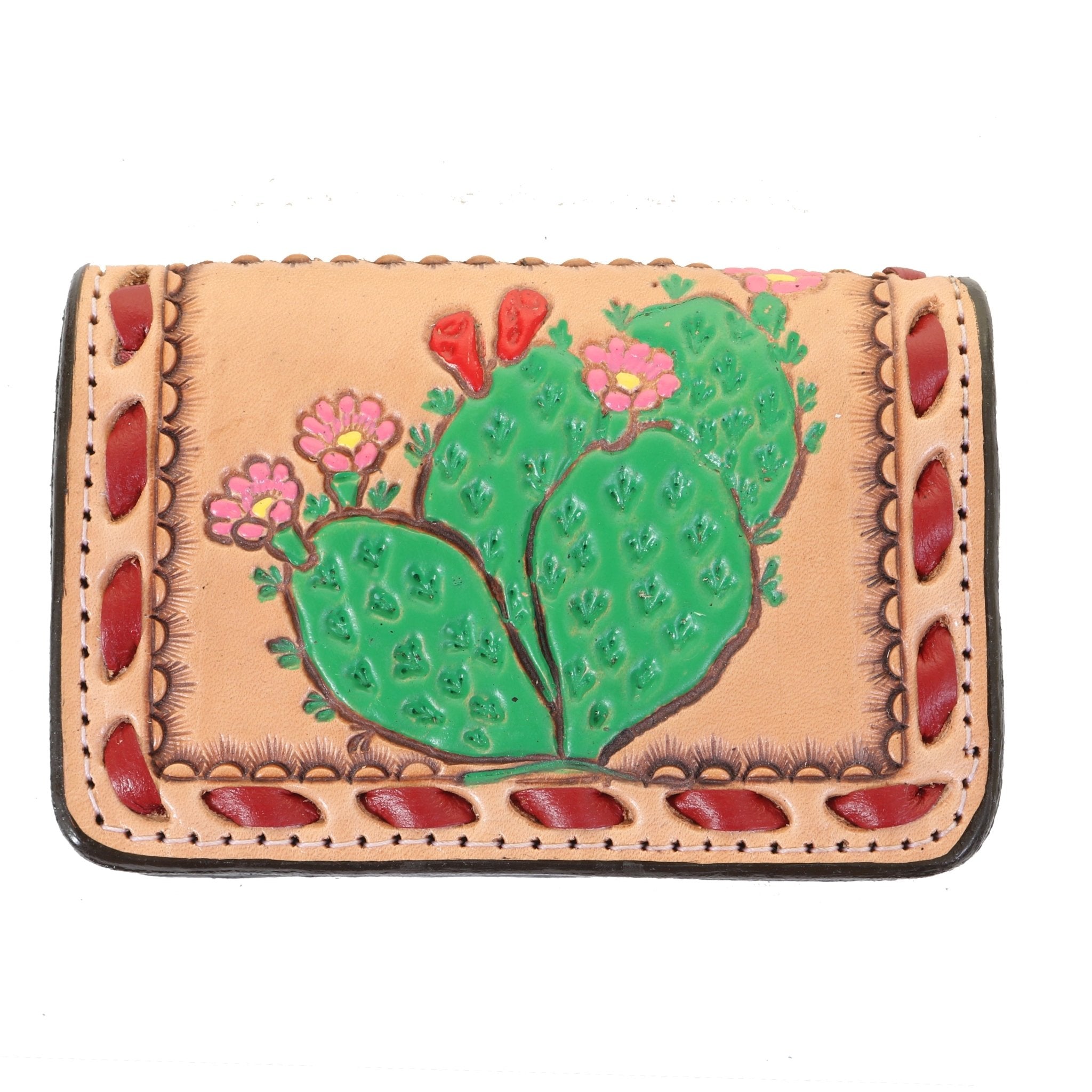 BUS101 - Cactus Tooled Business Card Holder - Double J Saddlery