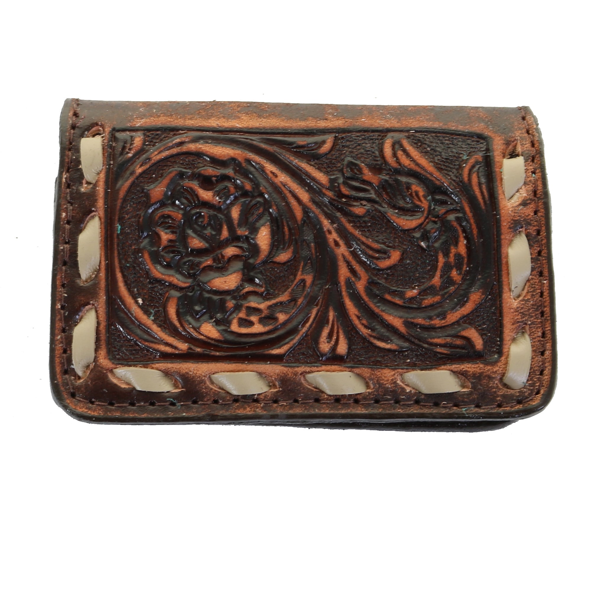 BUS104 - Rose Tooled Business Card Holder - Double J Saddlery