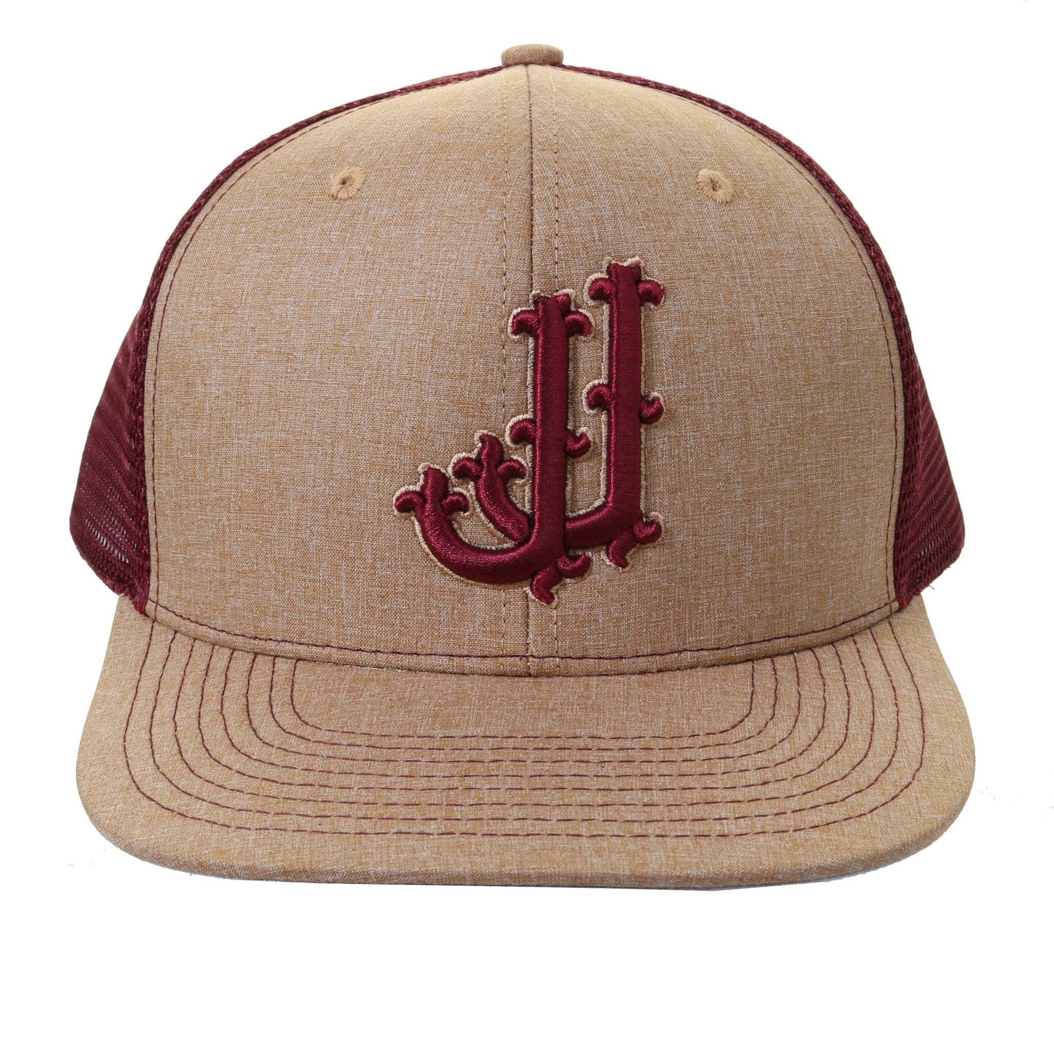 CAP83 - Tan and Maroon Cap - Double J Saddlery