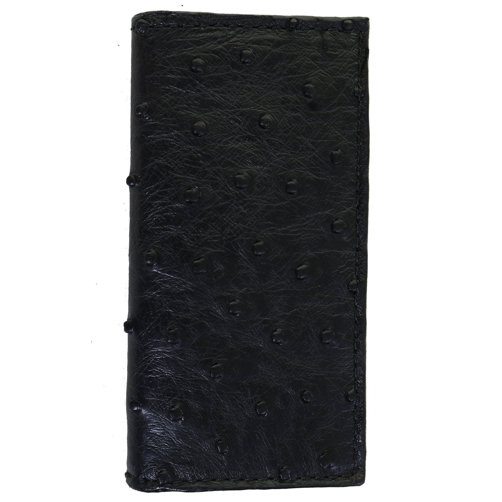 CB46 - Genuine Black Ostrich Checkbook Wallet - Double J Saddlery