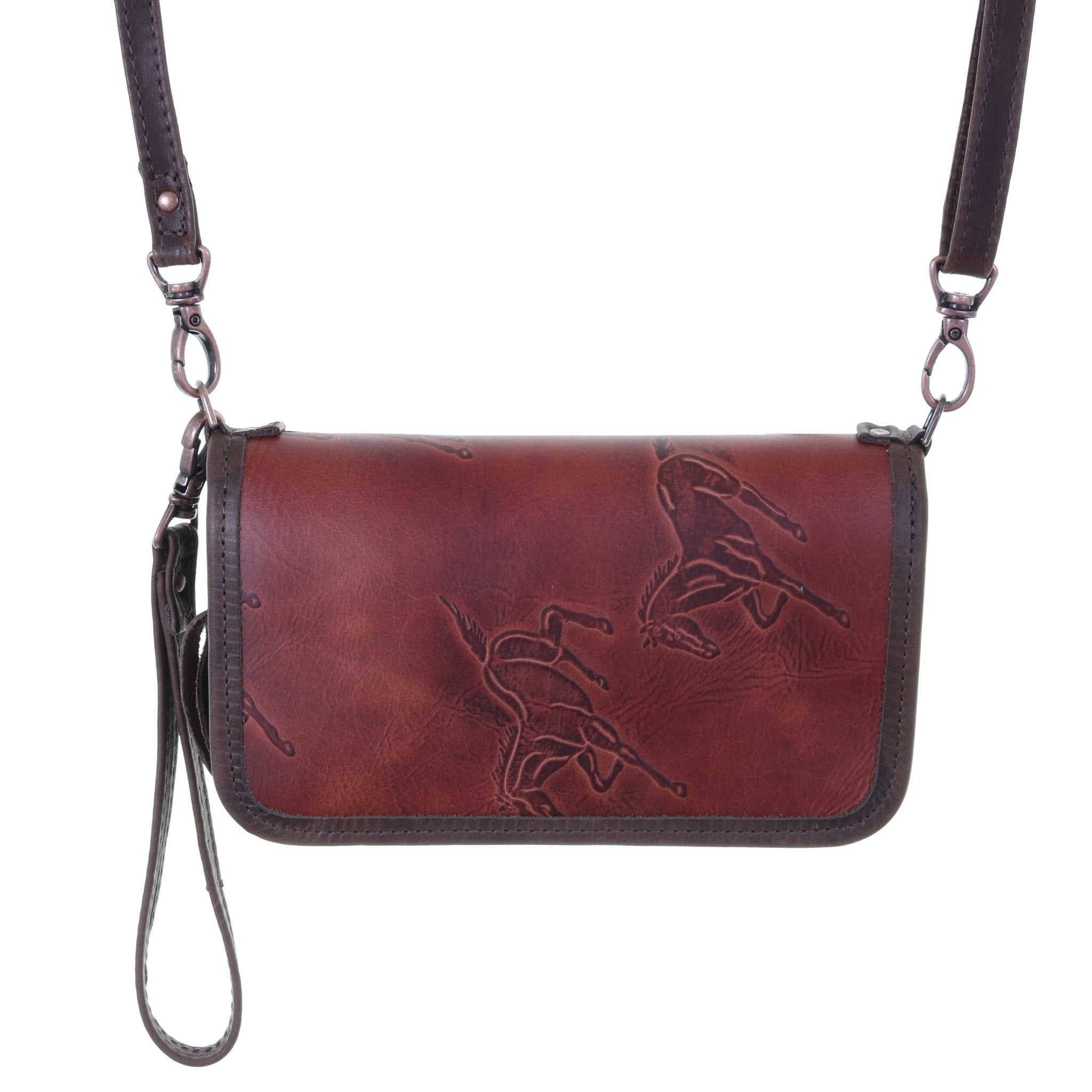CO222 - Cognac Wild Horses Clutch Organizer - Double J Saddlery
