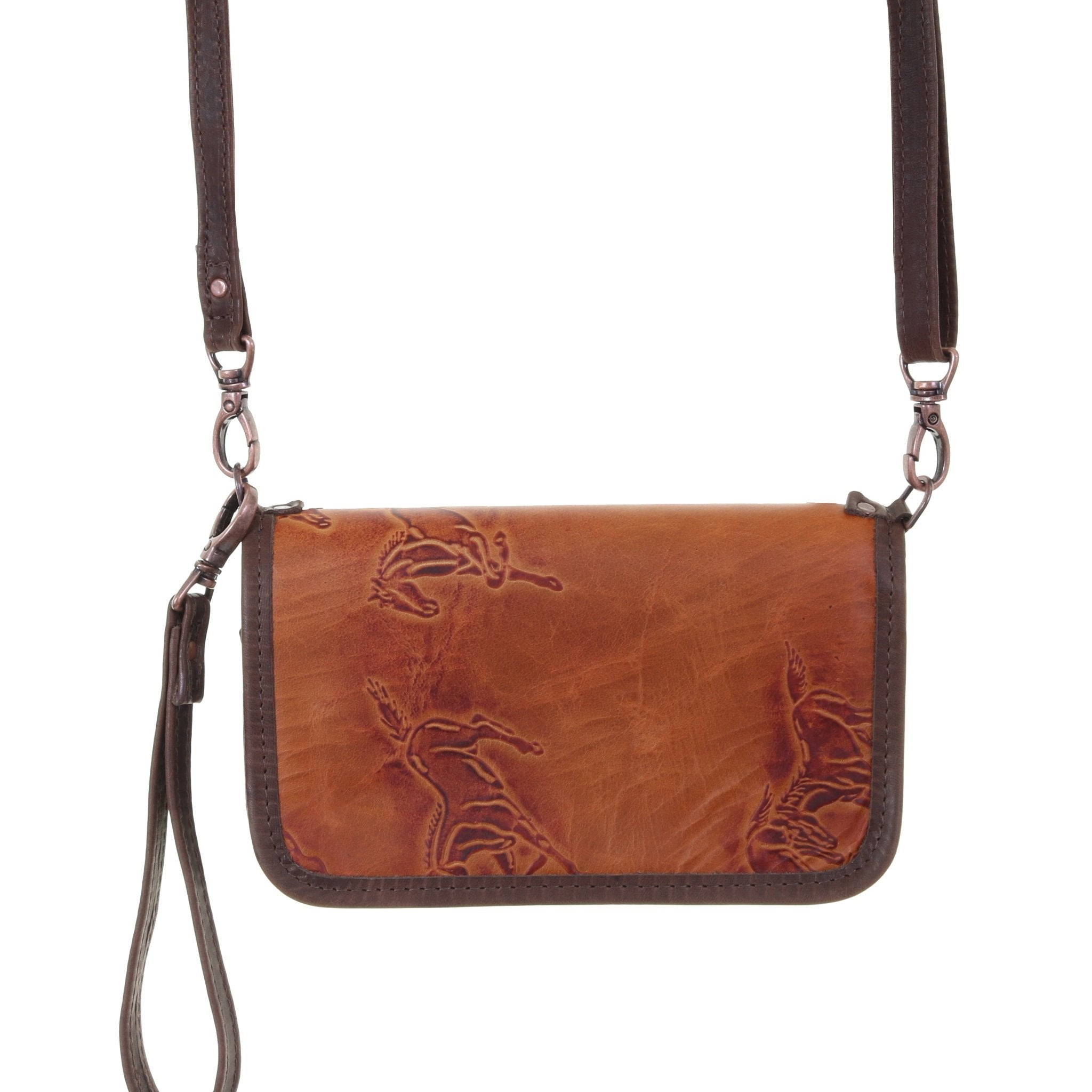 CO223 - Saddle Tan Wild Horses Clutch Organizer - Double J Saddlery
