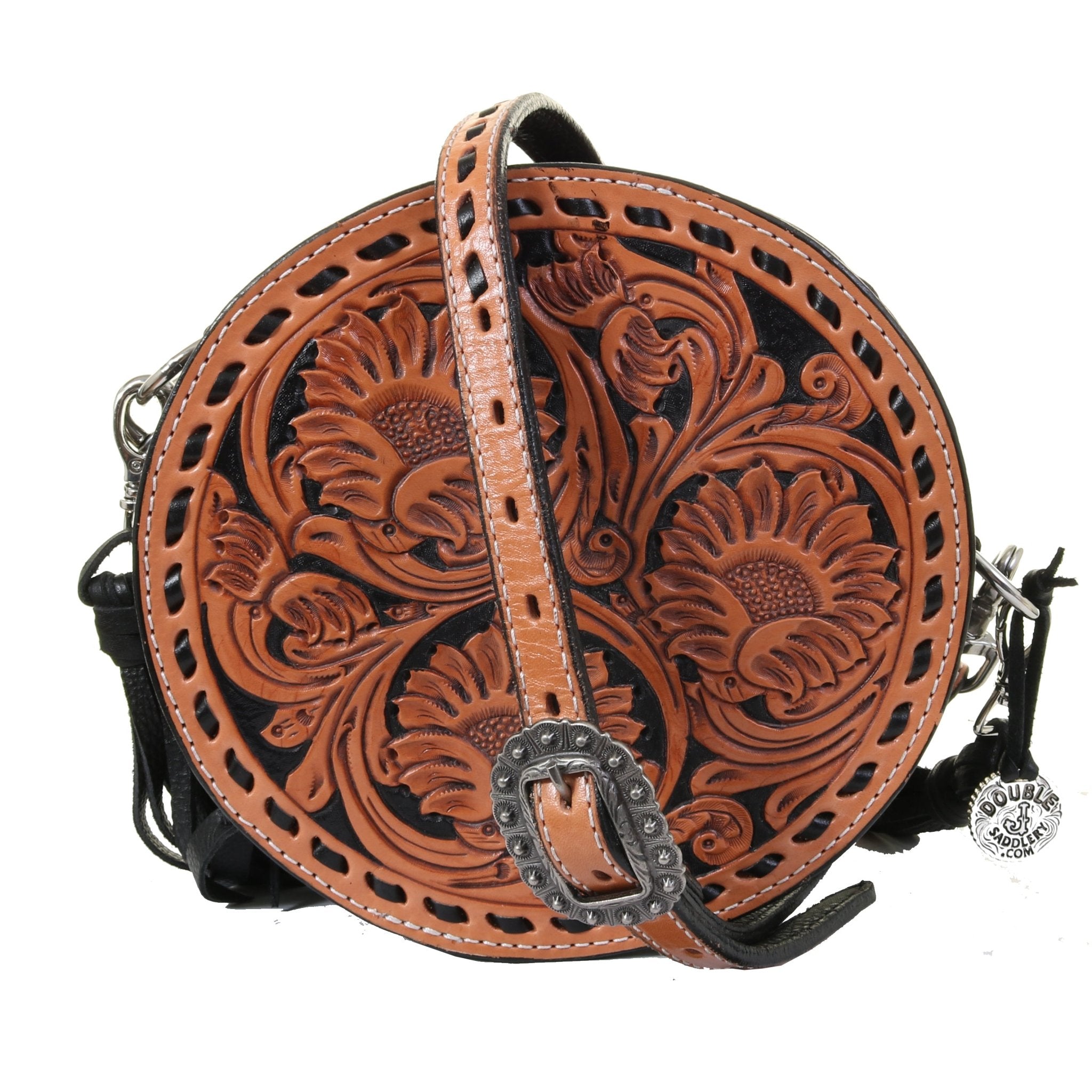 CRT11 - Sunflower Tooled Circle Tote - Double J Saddlery