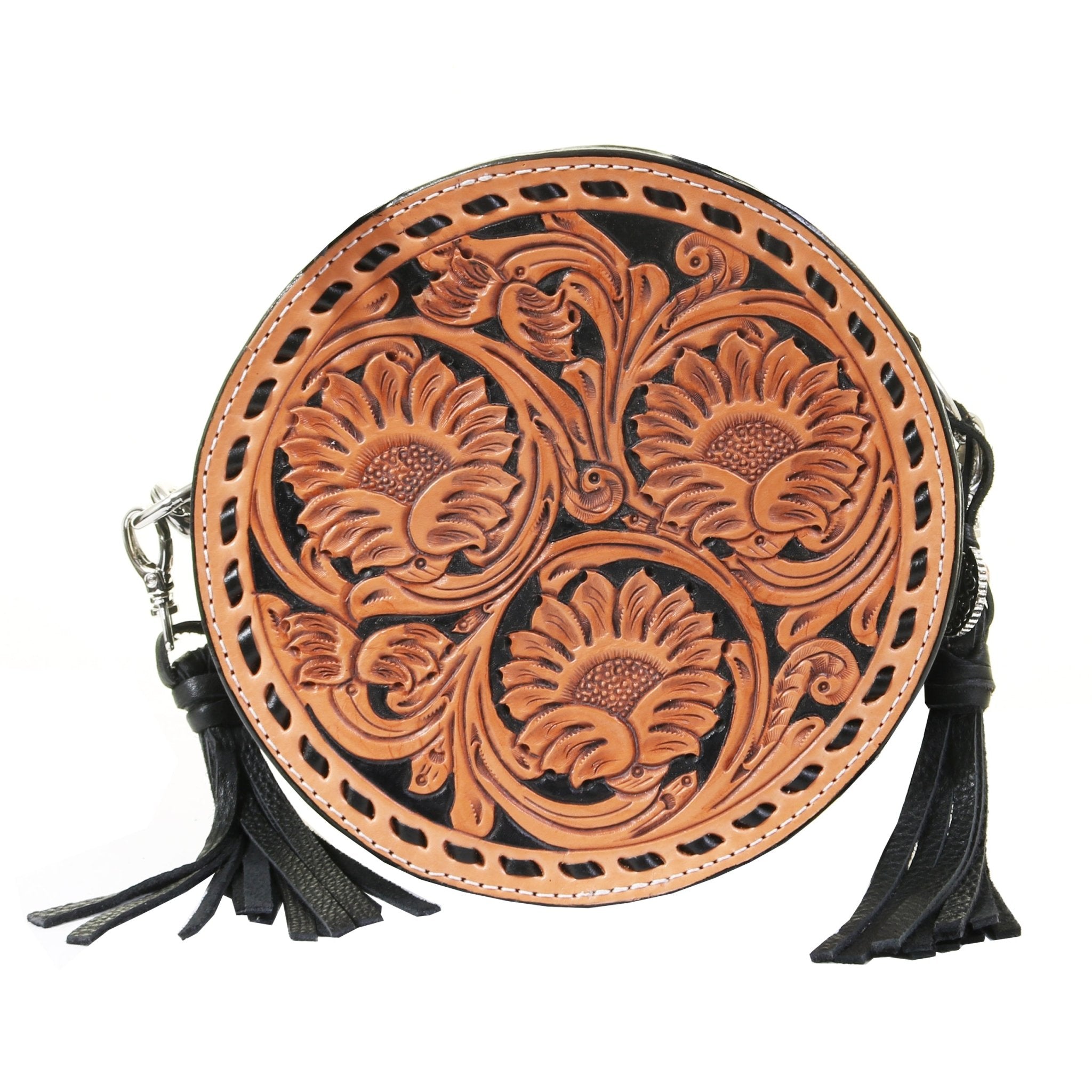 CRT11 - Sunflower Tooled Circle Tote - Double J Saddlery
