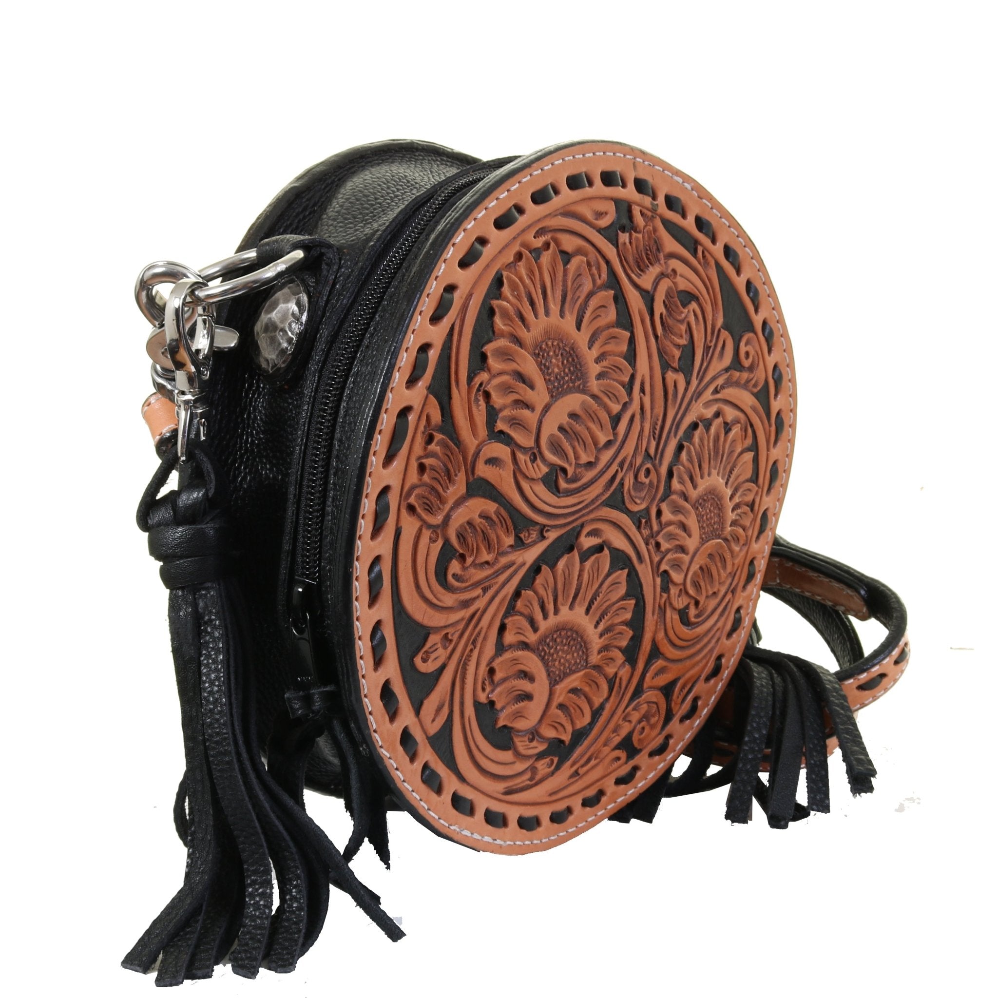 CRT11 - Sunflower Tooled Circle Tote - Double J Saddlery