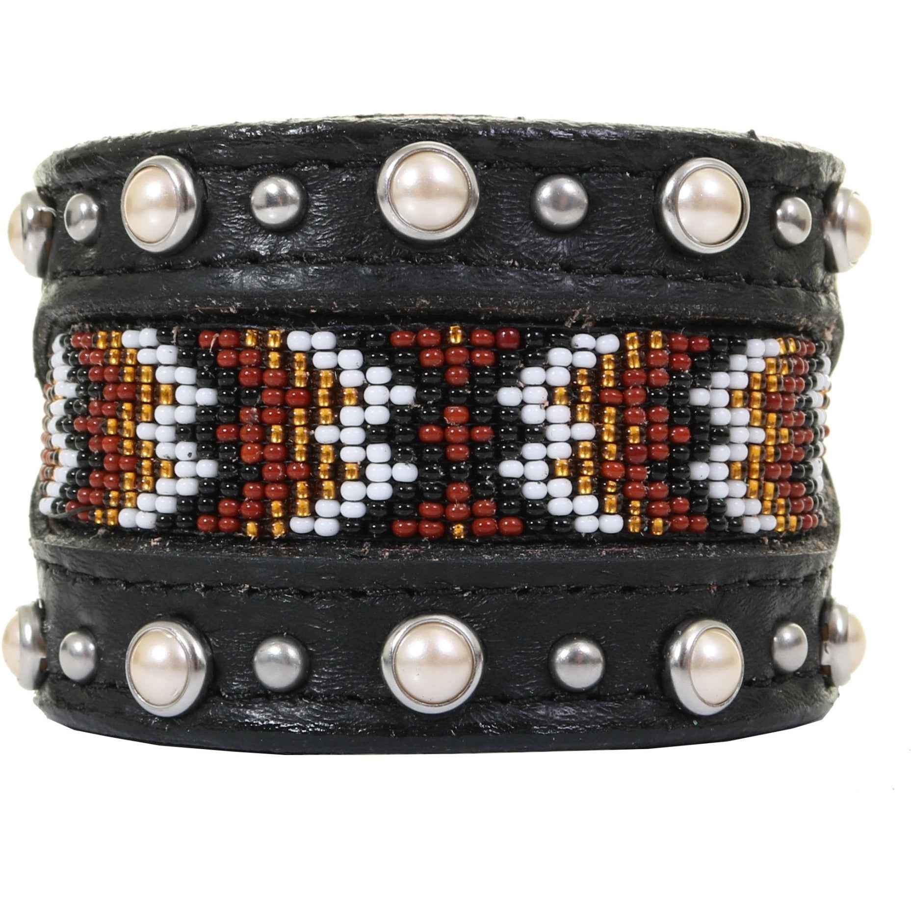 CUF234A - 2" Black Chap Beaded Cuff - Double J Saddlery